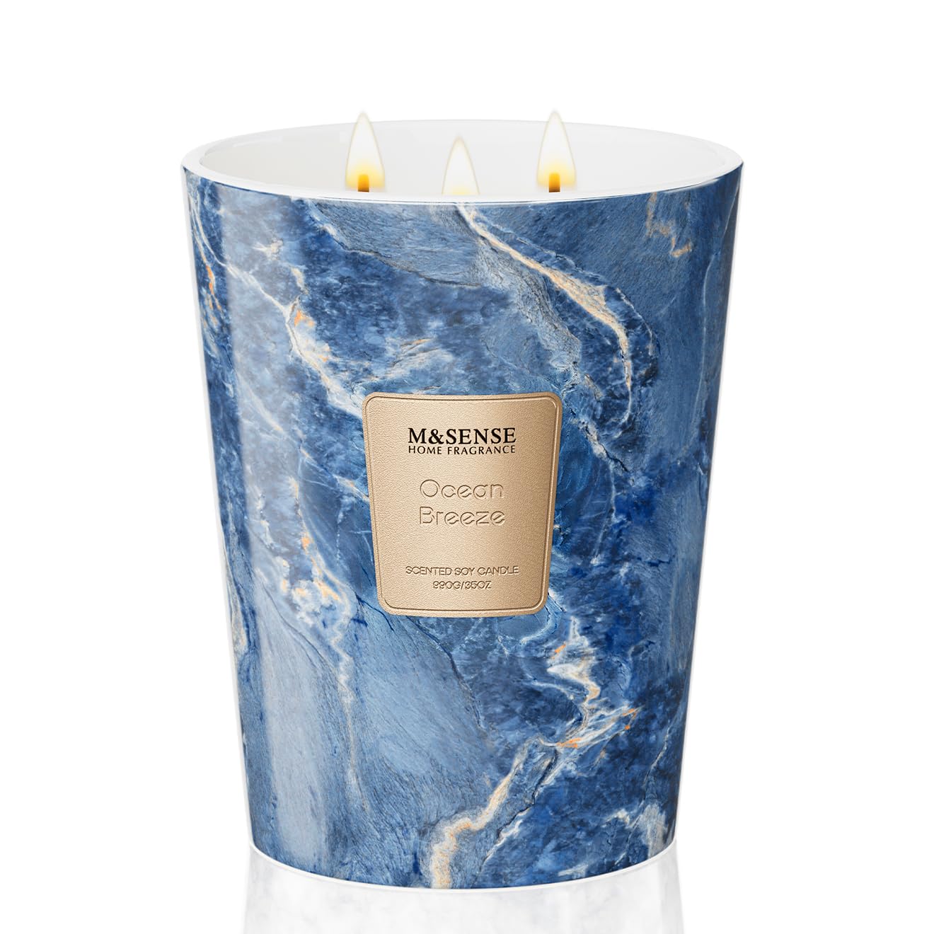 M&SENSE Ocean Breeze Summer Scented Candles for Home, 3-Wick Highly Scented Jar Candles, 35 Oz 150 Hours Long Lasting Burning Candles Gifts for Women, Relaxing Aromatherapy Candle for Stress Relief