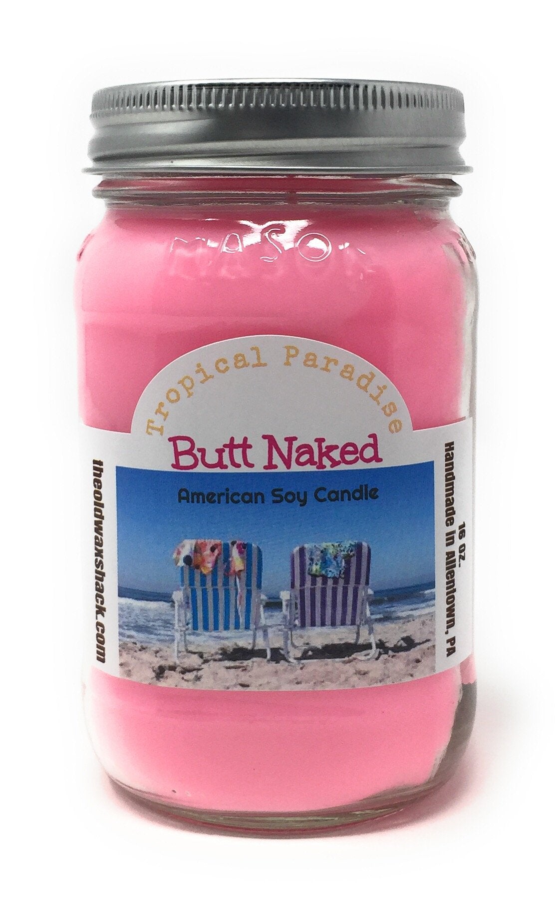 The Old Wax Shack Butt Naked Soy Candle - 16 Oz. Mason Jar