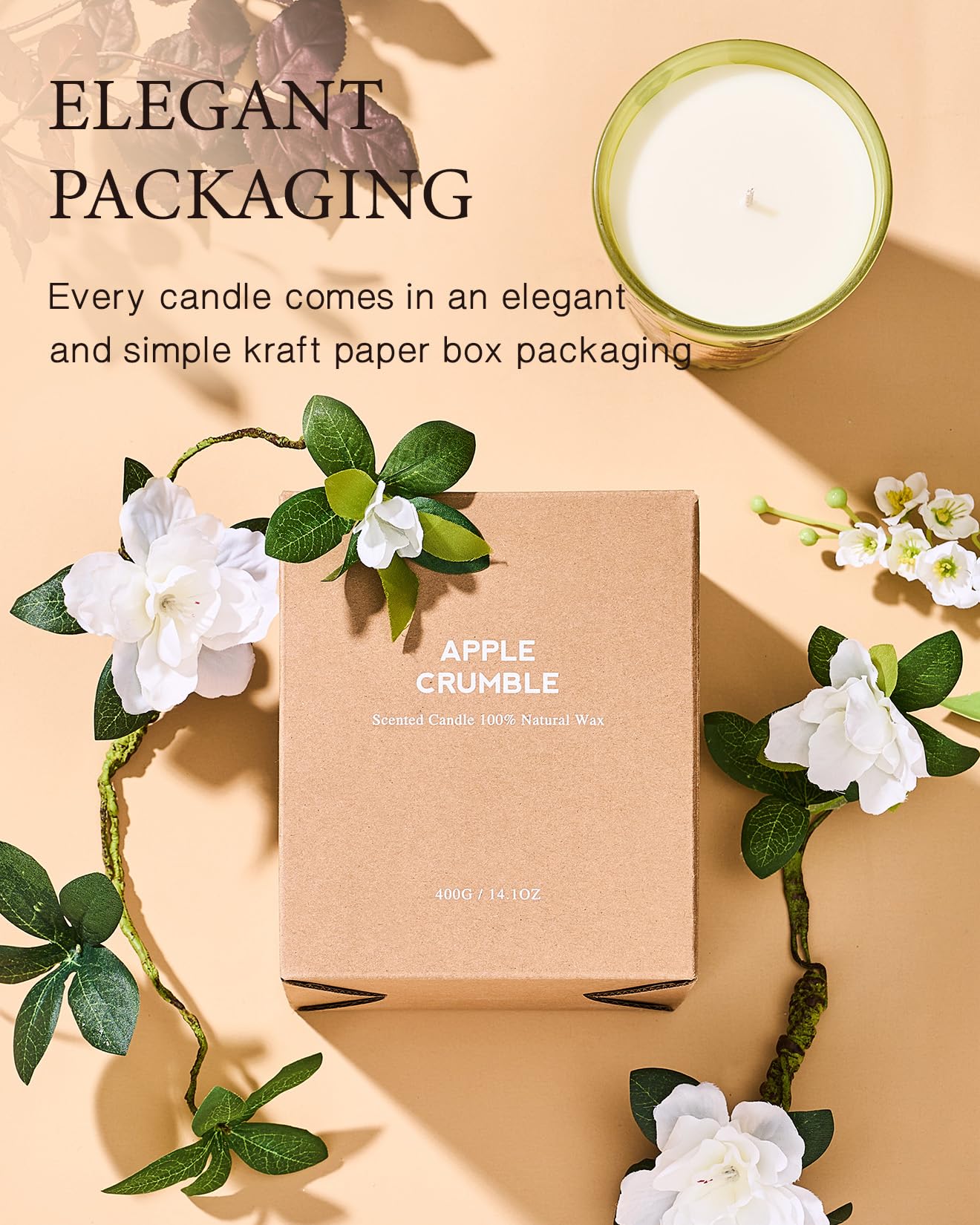 M&SENSE Peony Blush Sude Natural Soy Scented Candle, 14.1oz 60H Non-Toxic Slow Burning Candle, Summer Unique Floral Perfect Present for Women