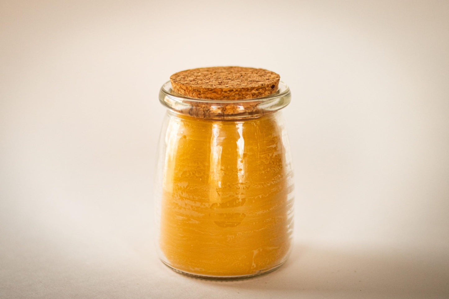BeeTheLight Beeswax Jar Candle - 100% Pure USA Bees Wax in Glass Container with Cork Lid - Unscented - All Natural Light Honey Scent (3.3 oz w/Cork Lid, Unscented)