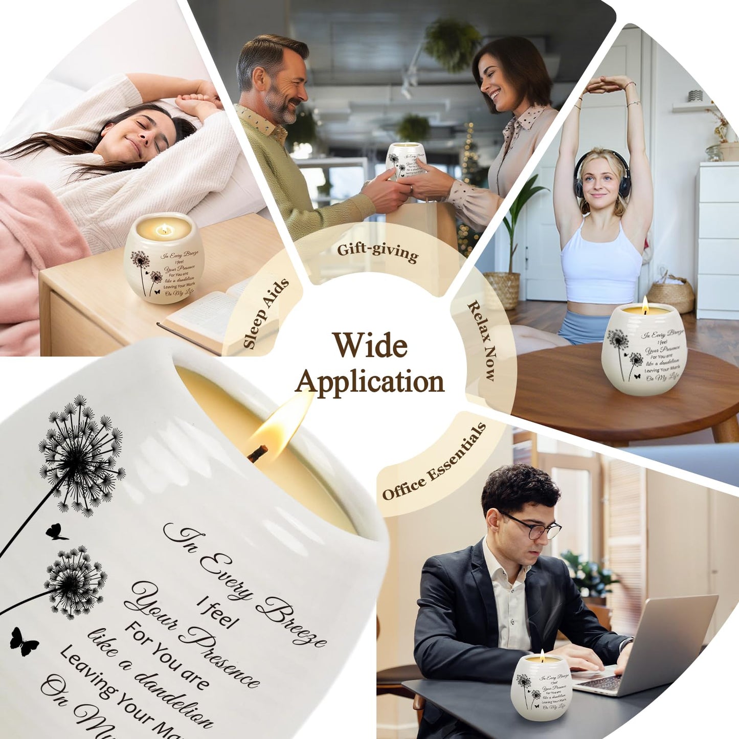 Sympathy Gifts for Loss of Loved One - Dandelion Memorial Candle, 18OZ Lavender Candles in Ceramic Jar, Sympathy/Bereavement/Condolence/Memorial Gifts for Loss of Mother Father Friend