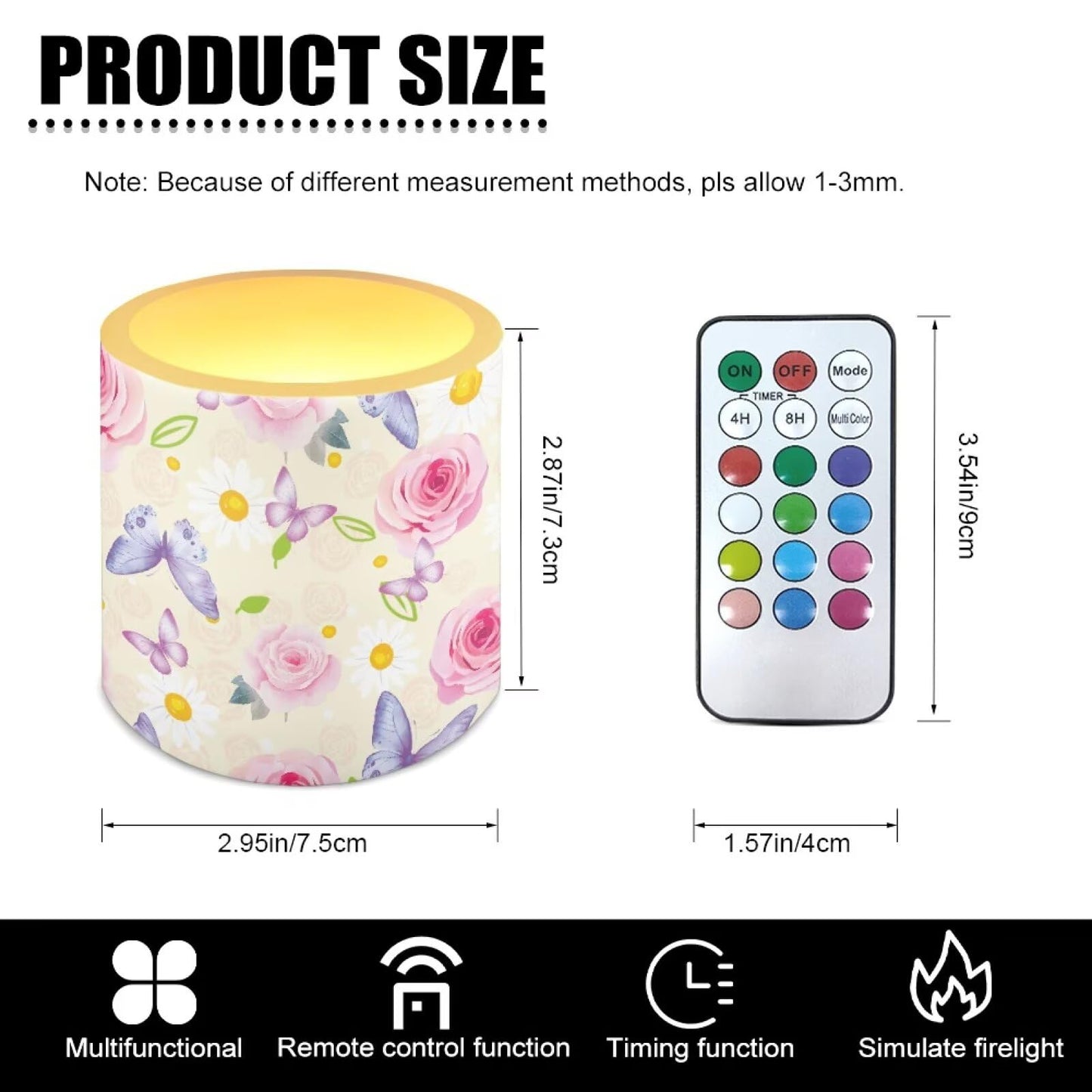Cozeyat Floral Mix LED Candles Set of 4 Battery Powered Flameless with Remote Timer Dancing Flame Waterproof for Home Beach Garden Patio Decor