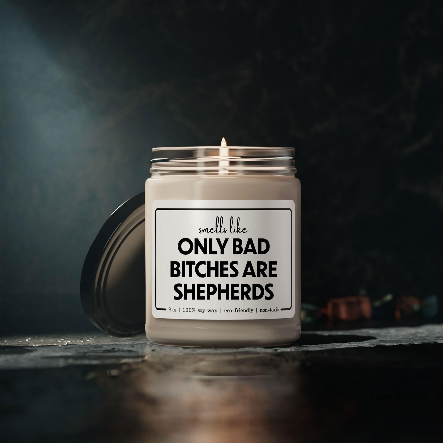 Funny Shepherd Candle - Smells Like Only Bad Bitches are Shepherds - 9oz Cinnamon Vanilla Sarcastic Gifts for Coworker Staff Employee Boss Animal Women Her Appreciation Graduation