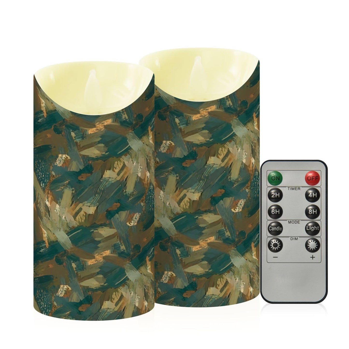 Gravopti Abstract Pattern 2 Pack Flameless LED Pillar Candles with Remote & Timer, Battery Operated, Flickering Wax Candle for Wedding, Romantic Home & Party Decor