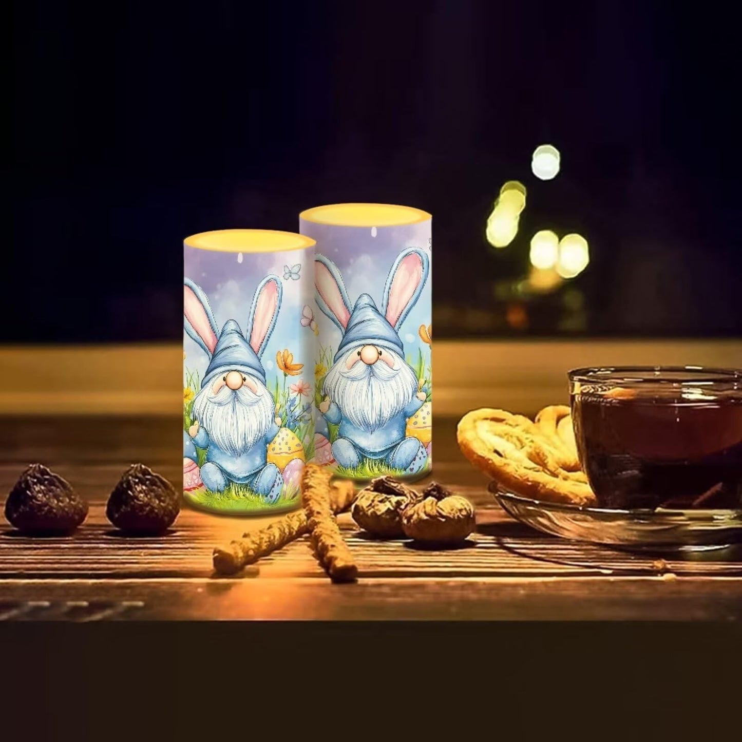 Luarisgur Flameless Candles LED Easter Gomes Stars Decorative Candles Battery Operated Ornage Flickering Candles with 18-Key Remote Timer Pillar for Home Living Room Party Table Decorations