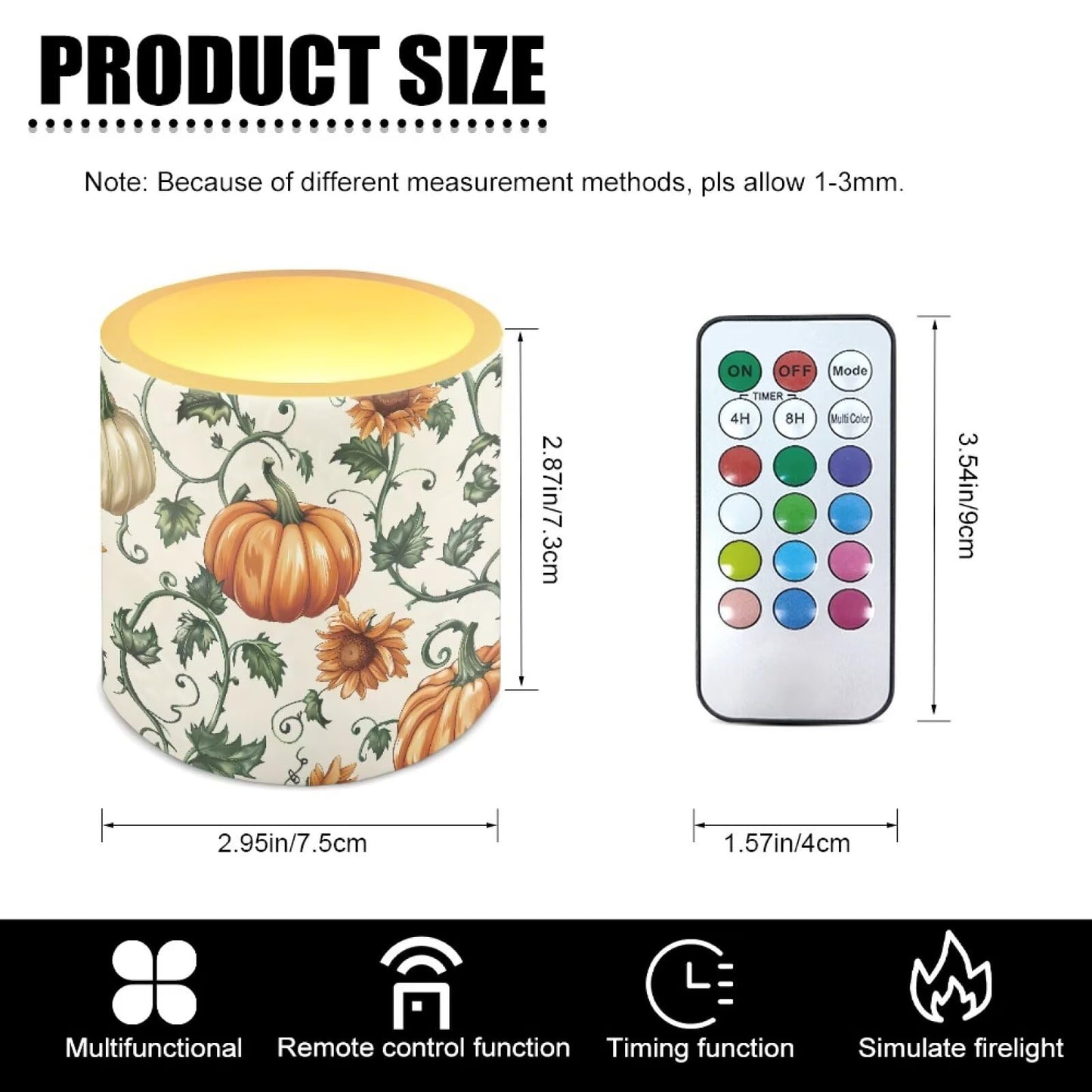 Cozeyat Pumpkin Leaf Office Desk LED Candles Set of 4 Battery Powered Flameless with Remote Timer Flickering Flame Waterproof for Home Patio Garden Decoration