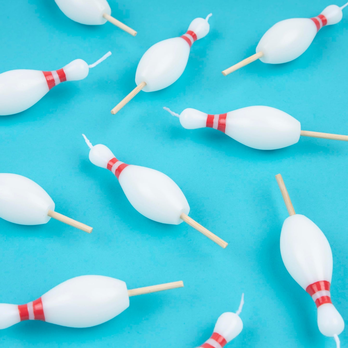 Meri Meri Bowling Pin Candles (Pack of 10), 3.75" Tall, Unscented, Bowling Party Decorations