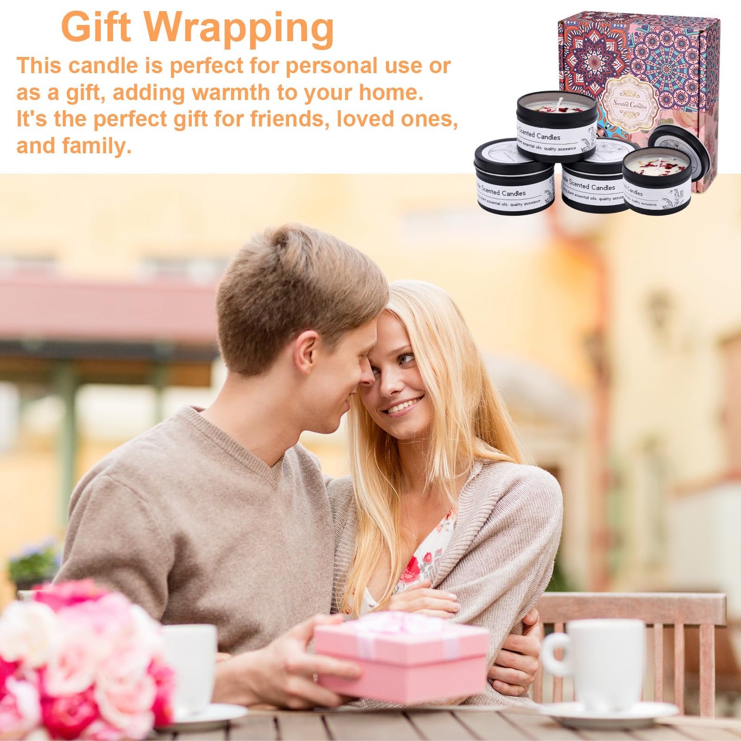 4pcs Scented Candles for Women, Soy Wax Aromatherapy Candle Set with Lavender Sandalwood Rose & Freesia Fragrance Luxury Home Spa Candles for Home Relaxation