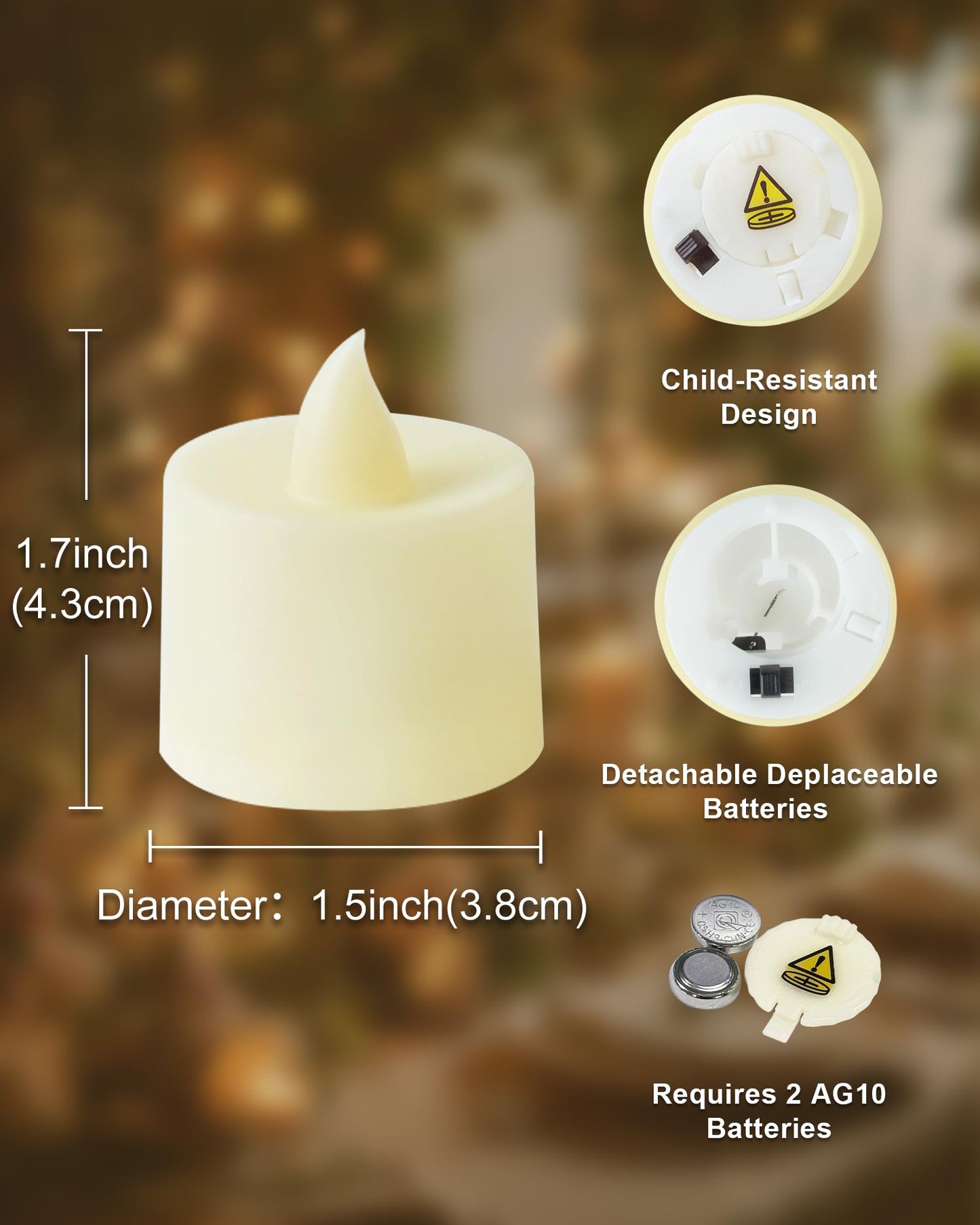 Amagic 24 Pack LED Tea Lights, Flameless Votive Candles, Lasting Electric Fake Small Candles, Battery Operated Tealights Candles for Halloween, Christmas, Home Decor, Wedding, Party, Festival(Ivory)
