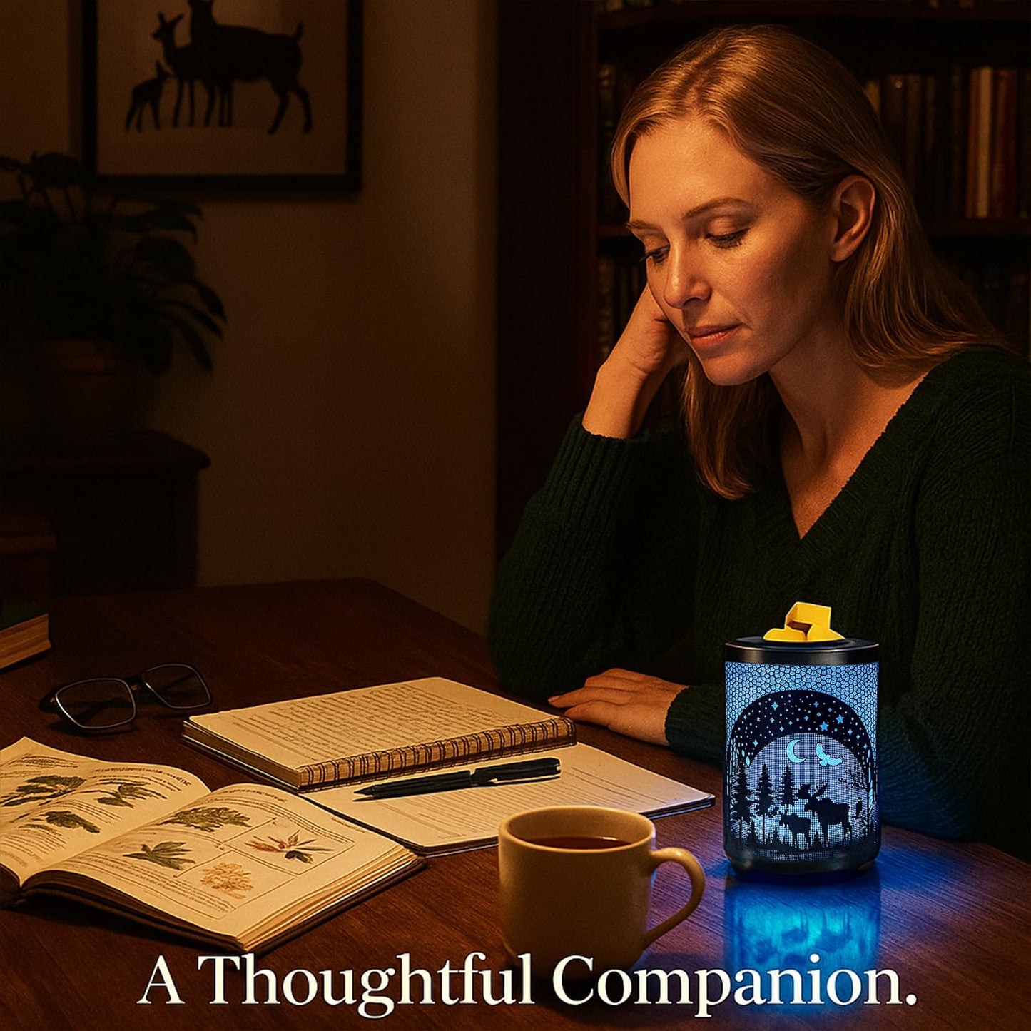 Leyoue Electric Wax Warmer with Efficient PTC Heating - Enchanting Deer in Forest Iron Design, Quickly Melts Wax Blocks, Releases Long-Lasting Fragrance, Perfect Home Decor Piec
