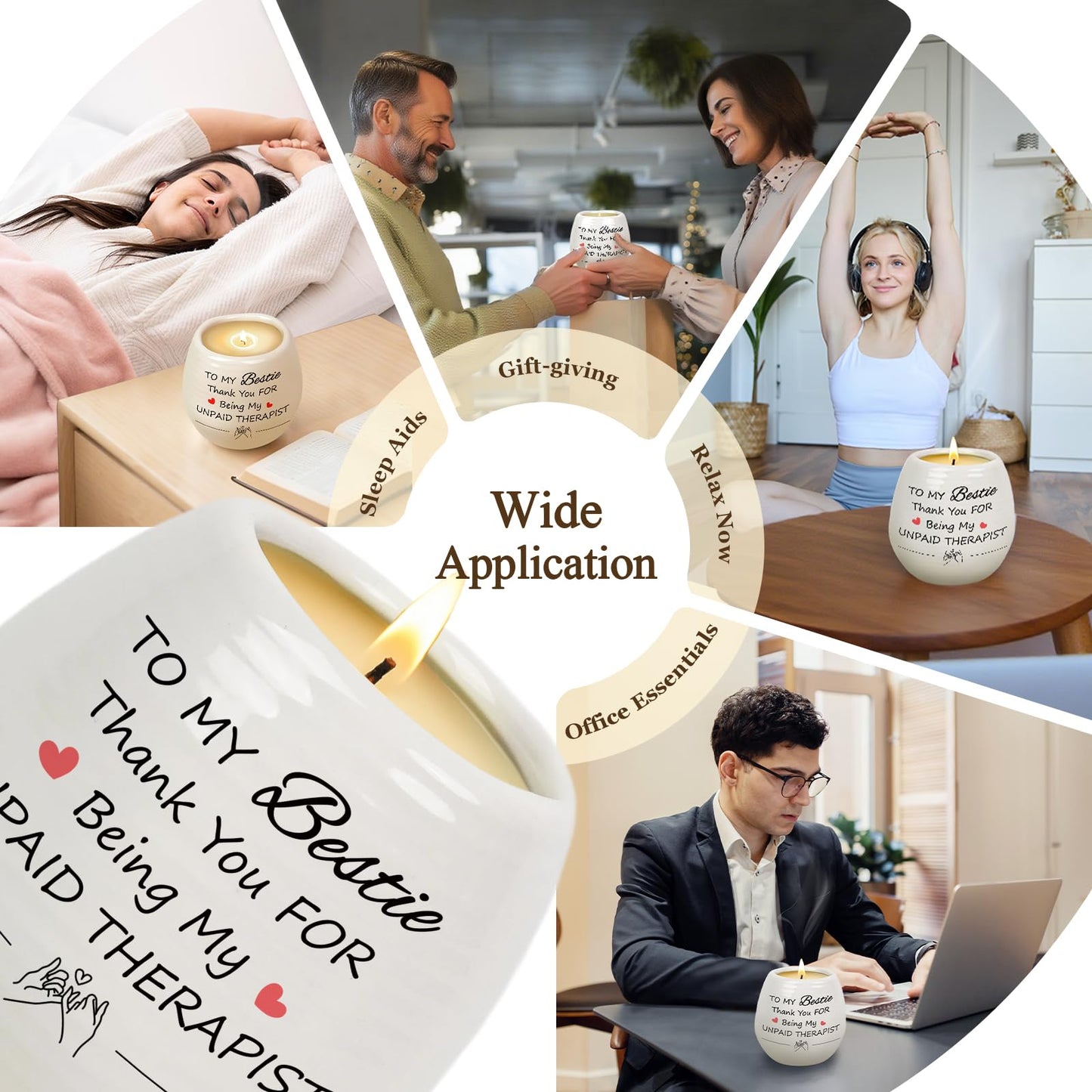 Friendship Gifts for Best Friend - Bestie/Friendship Candle, 18Oz Lavender Scented Soy Candles, Funny Candles Christmas Thanksgving Birthday Gifts for Women, Soul Sister, Bestie, Friends Female