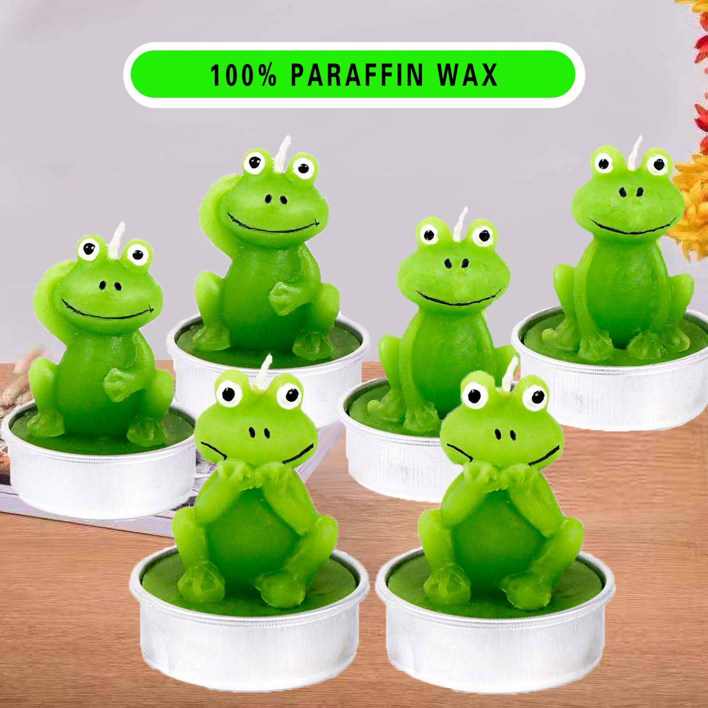 Frog Tealight Candles, Tea Lights Candles for Birthday Gifts,Cake Topper, Home Decor,Happy Frog Animals Candles for Gift, Baby Shower, Birthday Party, Festival Wedding, Valentine Romantic, 6 Pieces