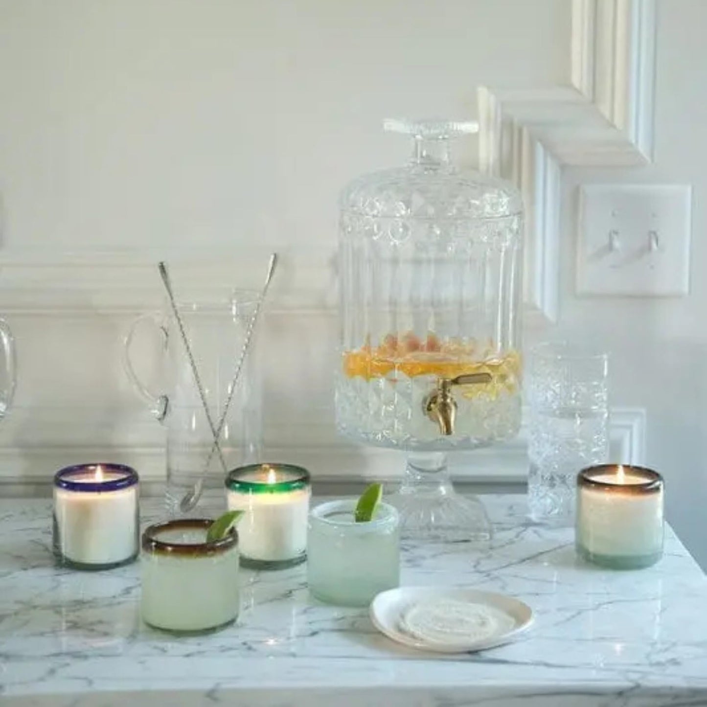 Paddywax La Playa, Salted Blue Agave Scented Candle in Reusable Hand-Blown Bubble Glass, Soy Wax Candle with Approx. 40 Hour Burn Time, Decorative Gift Candle for Home, Salted Blue Agave, 9 oz