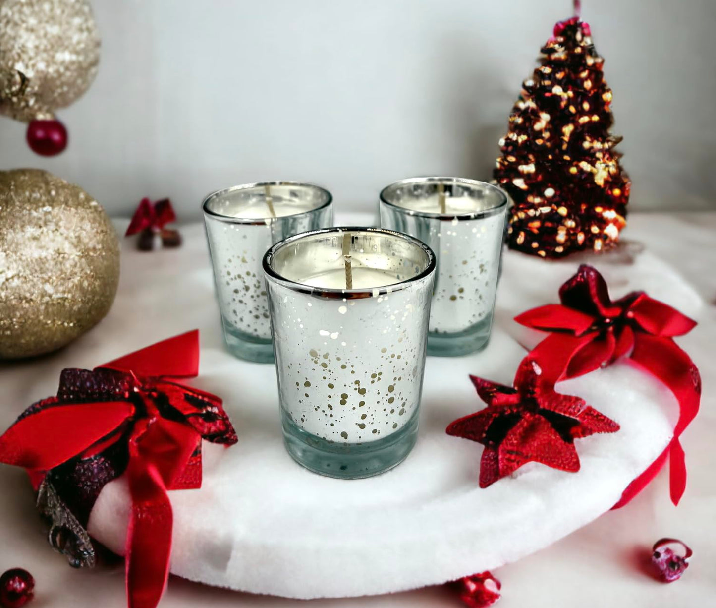 Mister Candle Unscented Silver Mercury Glass Votive Candles, 2" Filled Candle Jars for Centerpieces, Wedding Décor, Events, Home & Party Ambiance, Set of 12