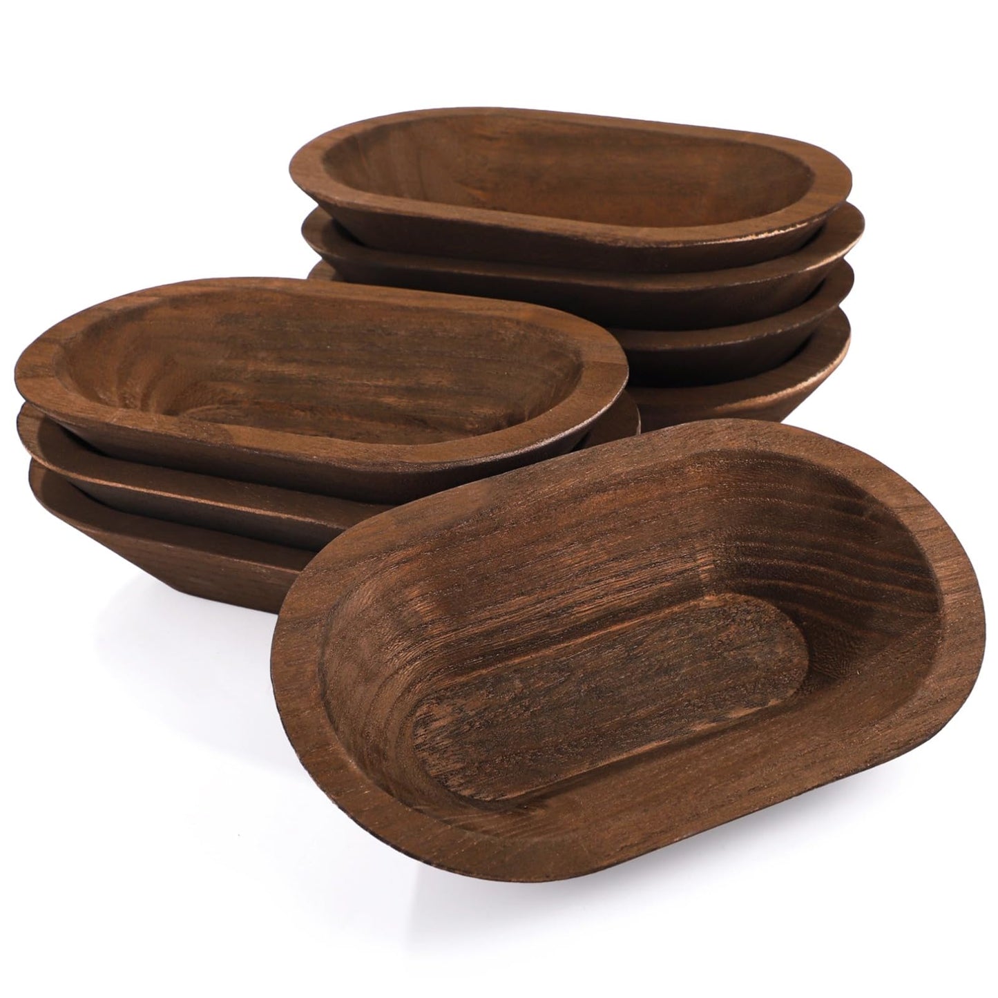 DORMIYA 8 PCS Wooden Dough Bowls, Rustic Wooden Candle Bowl for Decor, Woodens Dowls for DIY Candle Home Crafts Making, Farmhouse Decoration (Brown-8PCS)