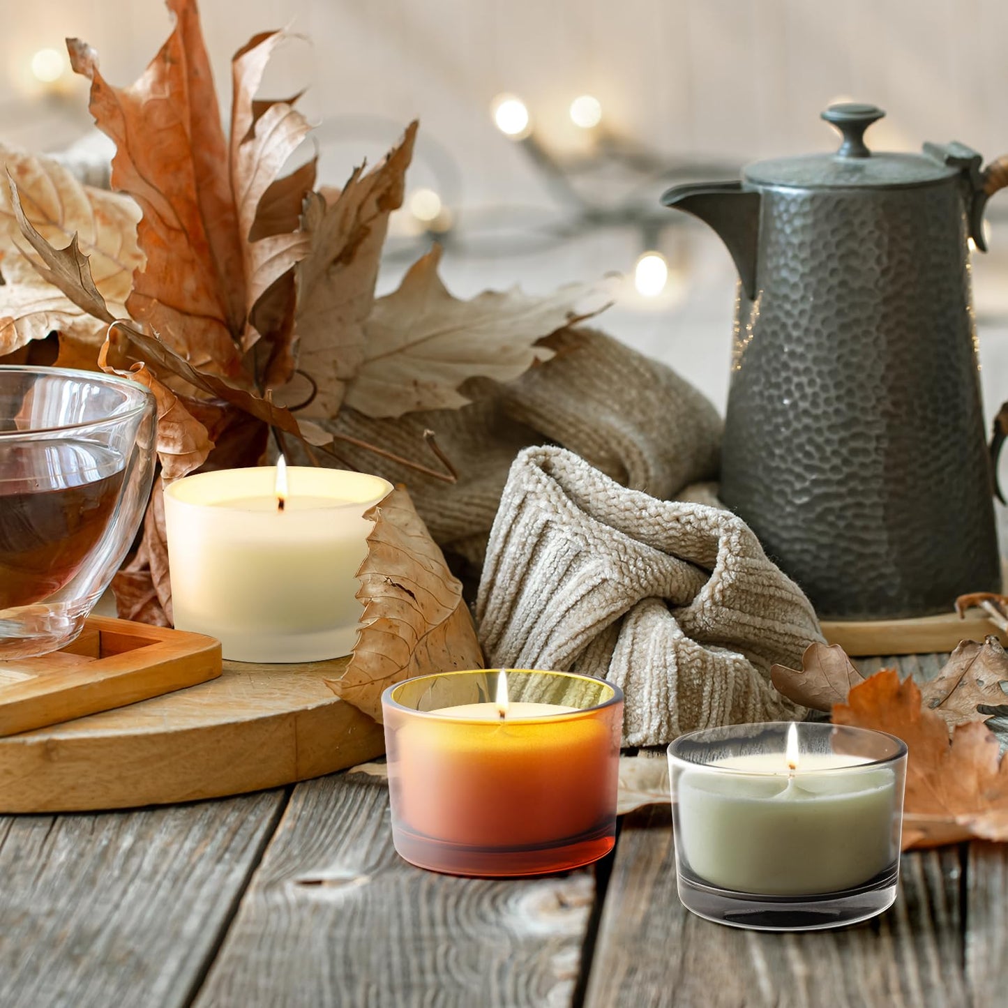 SHOWIN Thick Candle Jars for Making Candles 20 Pcs, 4 OZ Empty Jars with Wood Lids for Candle Making, Sample Container, Frosted White