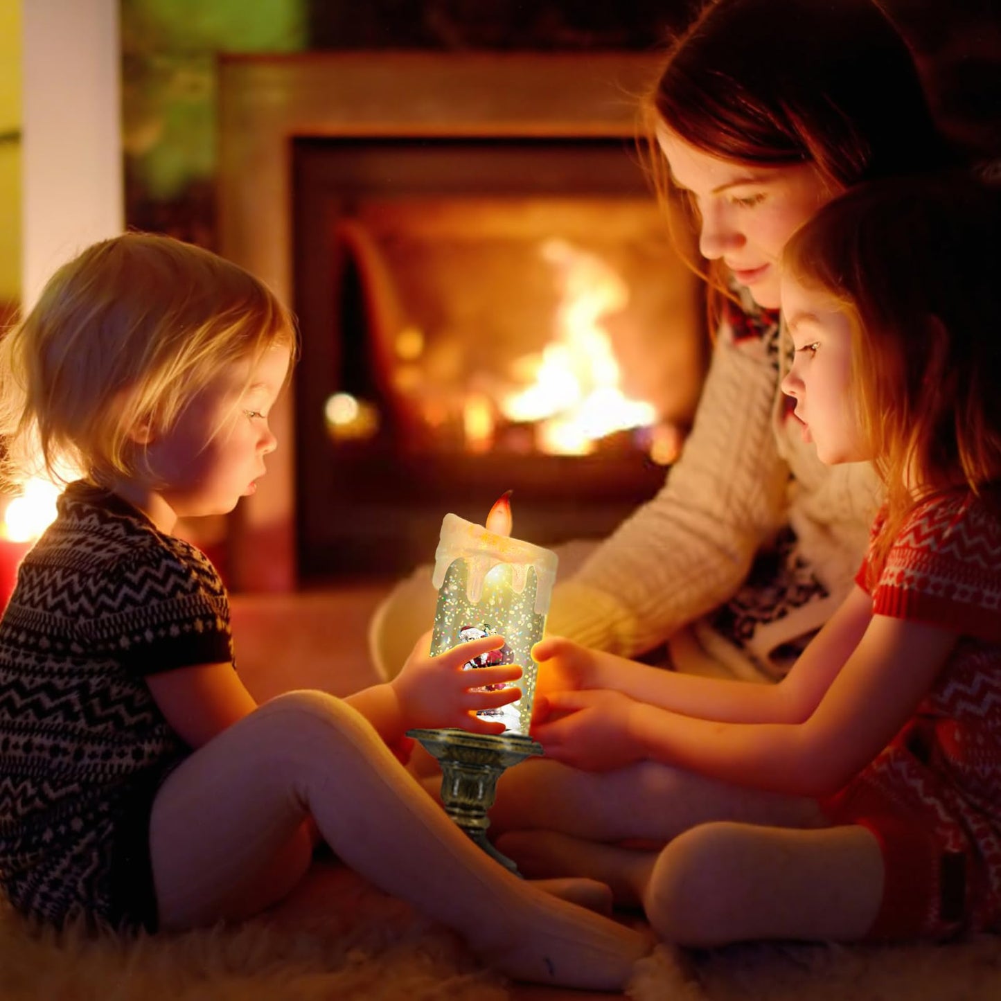 AOMIL Christmas Flameless Candles, Flickering LED Candles with Timer, Snow Globe Candle Lights for Christmas Decorations