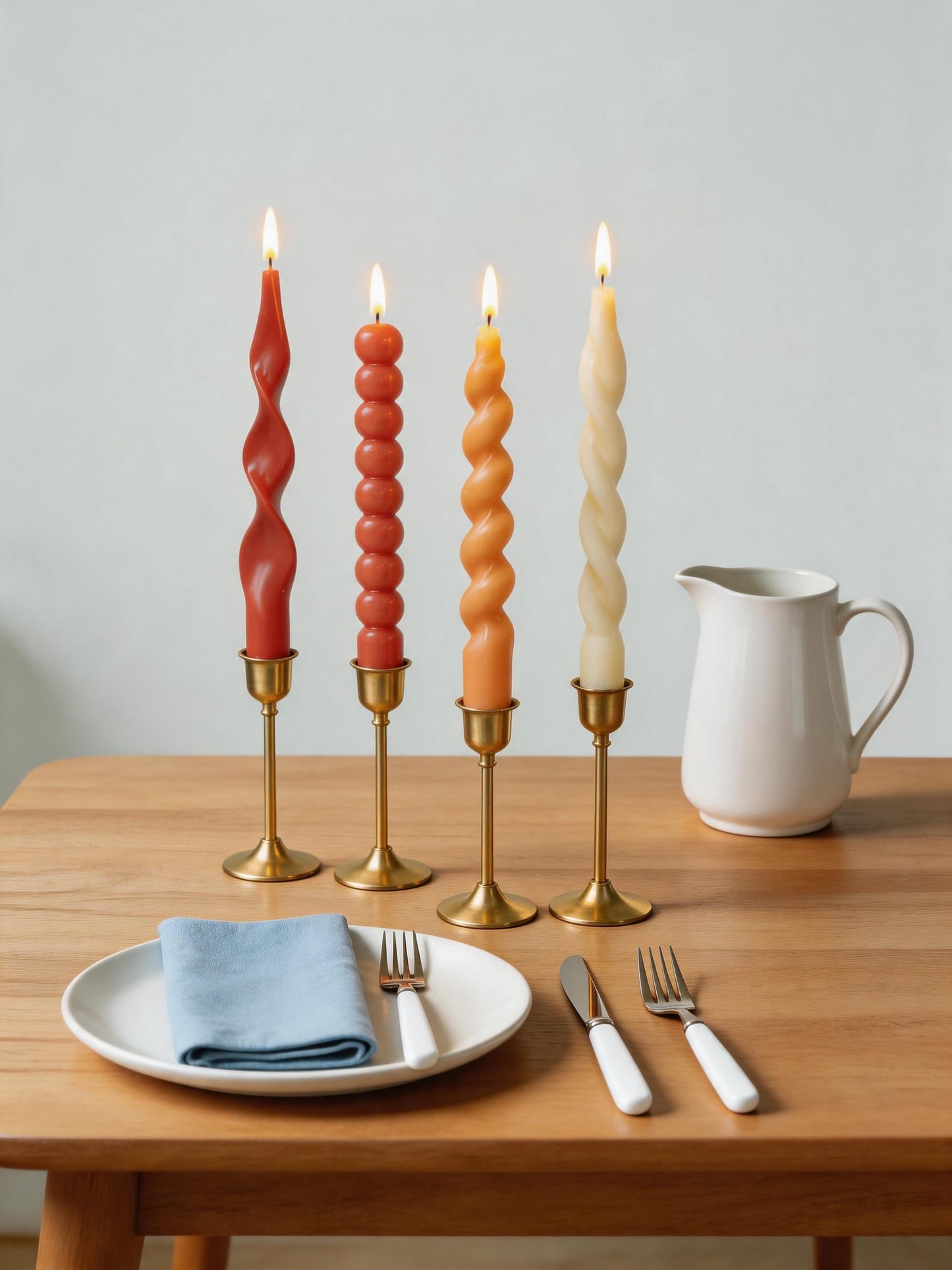 Orange Spiral Taper Candles Short Candle Sticks Unscented Smokeless Twisted Candlesticks for Dinner Party Holiday Fall Halloween and Harvest-7.5inch-12pack