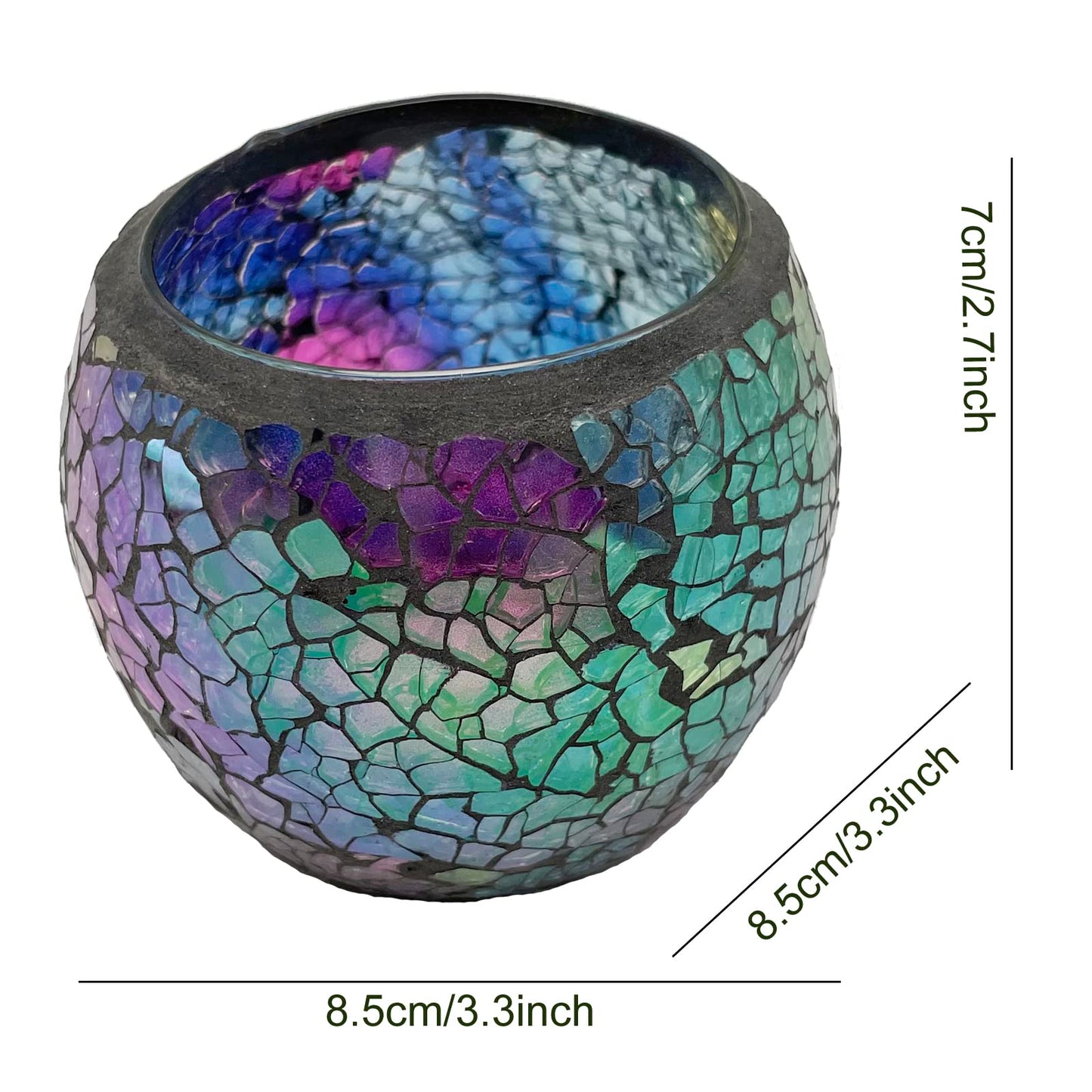 FlyEgg Romantic Mosaic Cracked Candle Holder,Candle Lamp Aromatherapy Candlescape Bowl for Valentine's Christmas Table Centerpiece,Party Decoration (Red Blue)