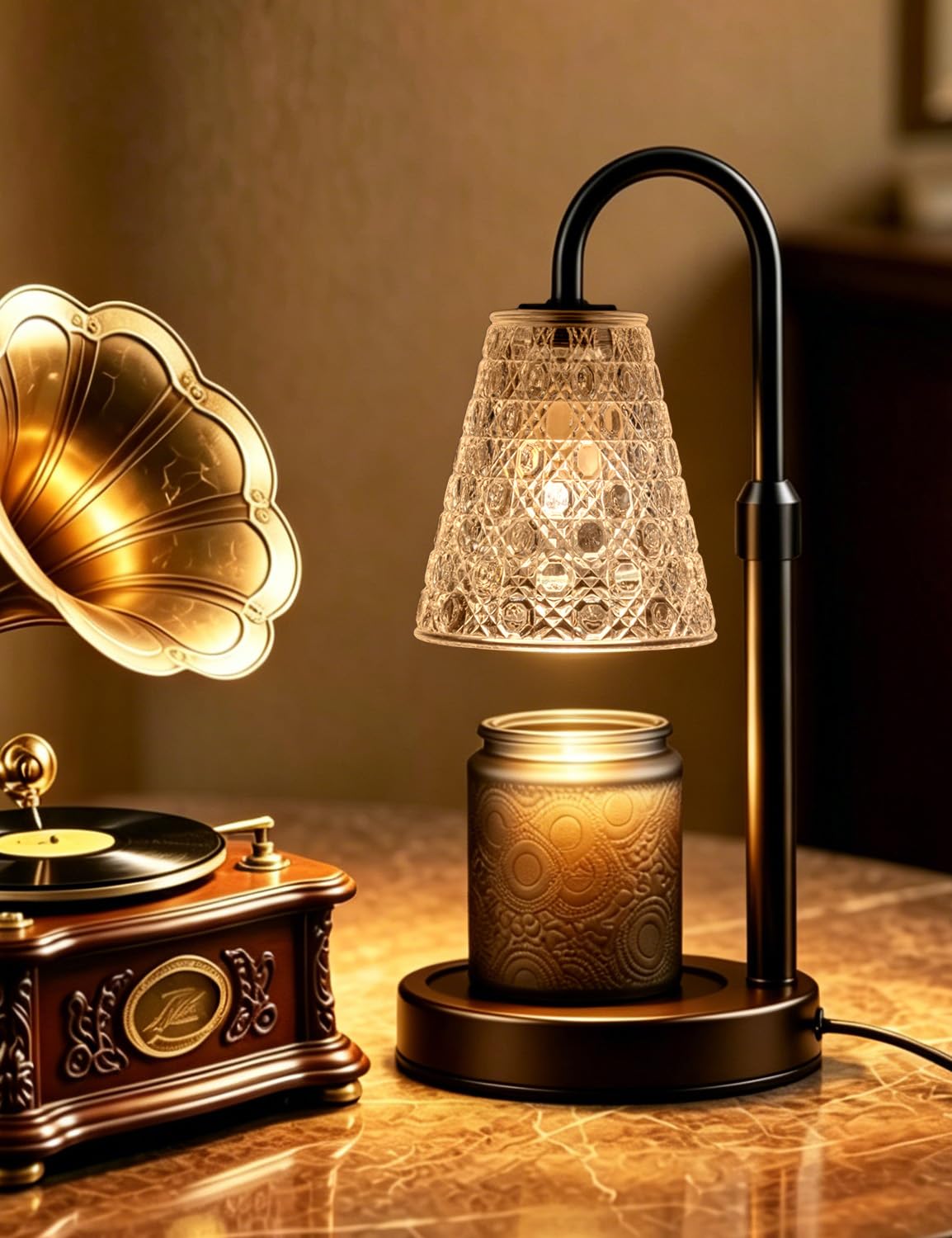 Candle Warmer Lamp with Timer Dimmable, Birthday Gifts for Women Mom, House Warming Gifts New Home Decor, Wax Melt Warmer for Jar Candles with 2 Bulbs, Black