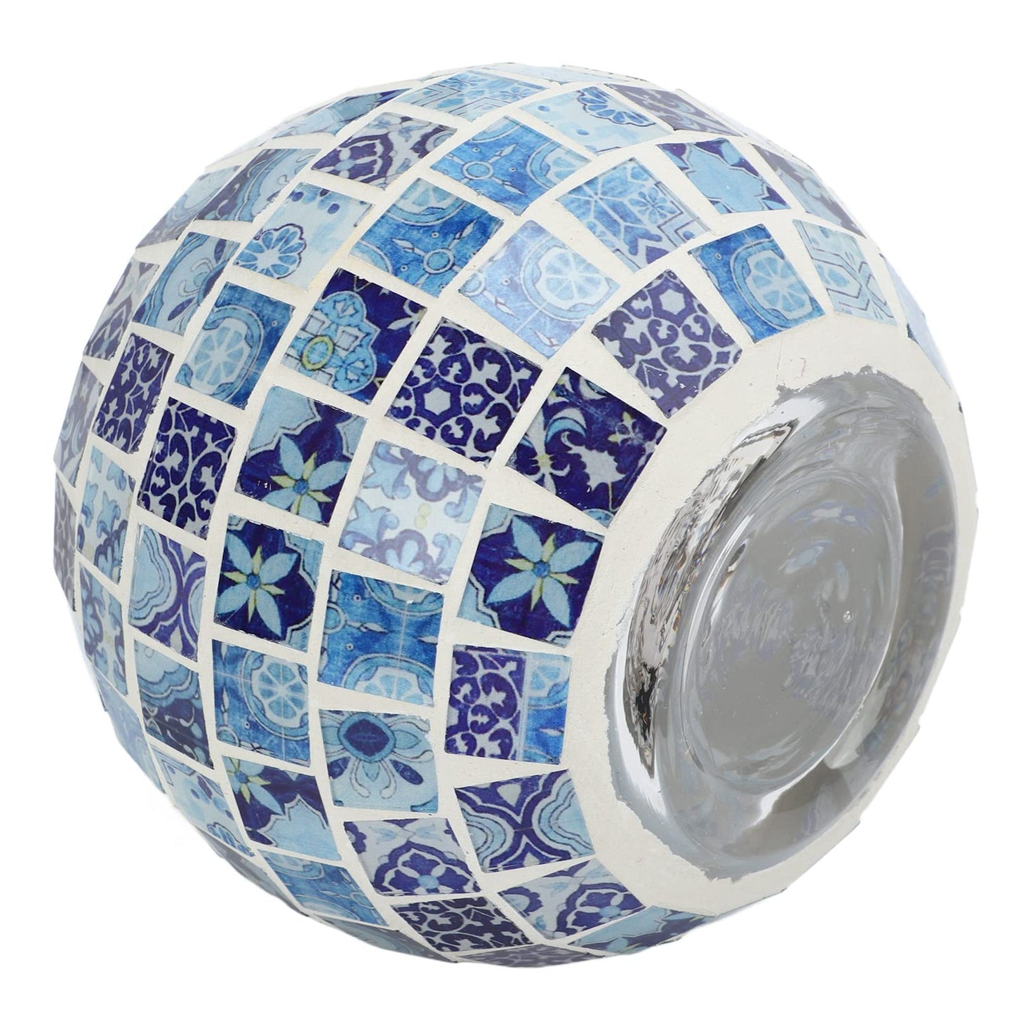 ZAICOLER Scented Candle Holder, Blue White Mosaic Glass Tea Light Holder, Handmade Romantic Votive Candle for Aromatherapy Party Decor