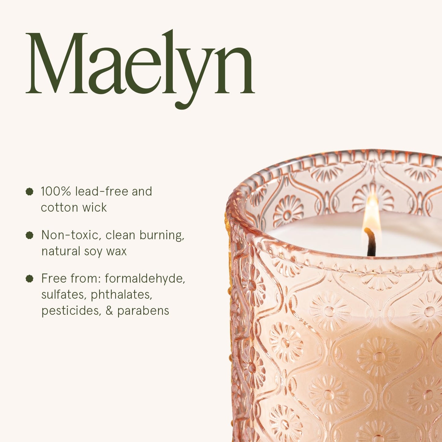 LA JOLIE MUSE Citrine & Pink Peony Scented Candles - Bergamot, Peony, Amber | 6 oz Natural Soy Wax | 40 Hours Clean Burn | Citrus Scented Candle| Gift-Ready for Hosts & Gatherings