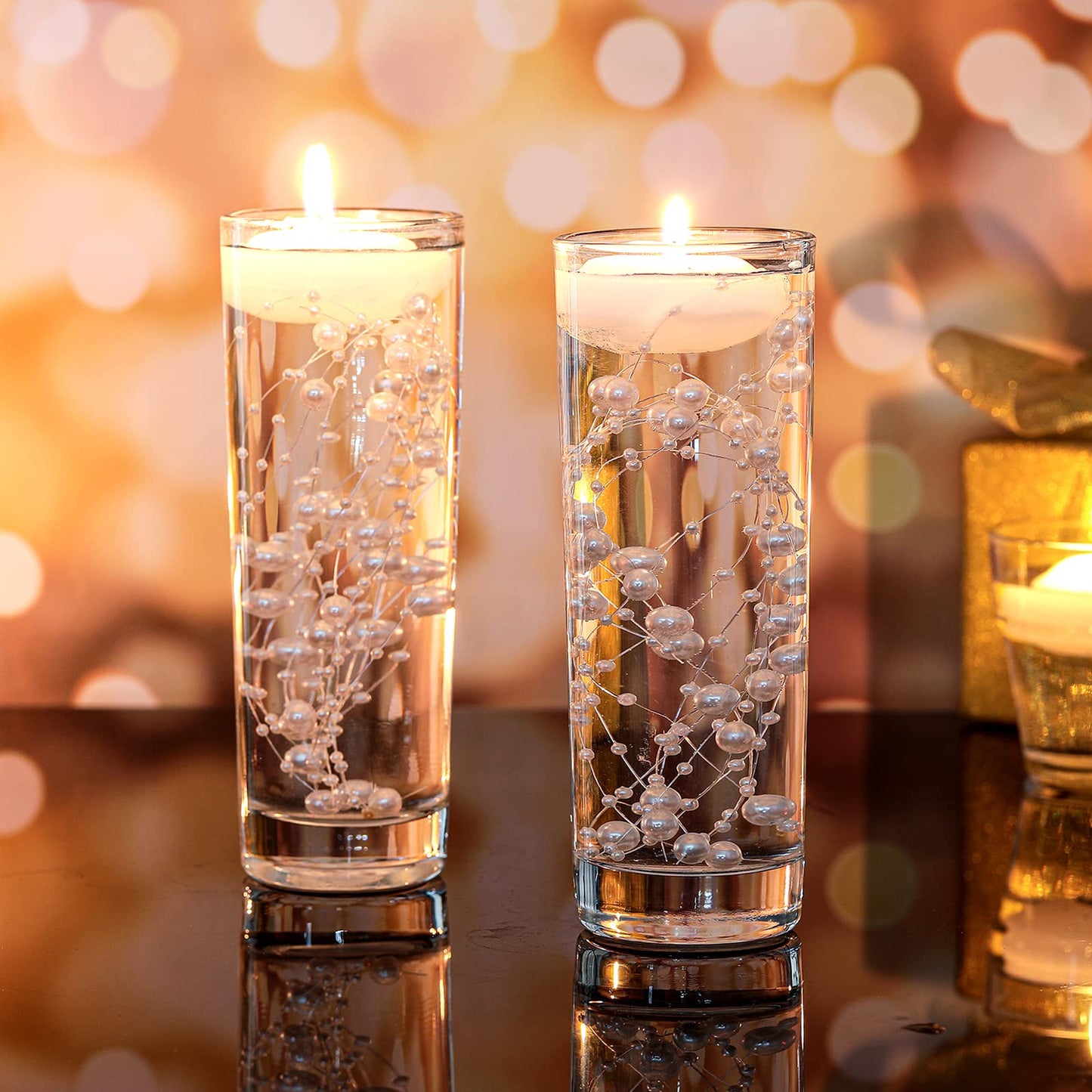 Nuanchu 12 Pieces 1. 65 Inch Floating Candles for Wedding Centerpiece, Small Unscented Floating Round Tealights Metallic Smooth Wax Disc Candles for Graduation Dinner Home Decor(White)