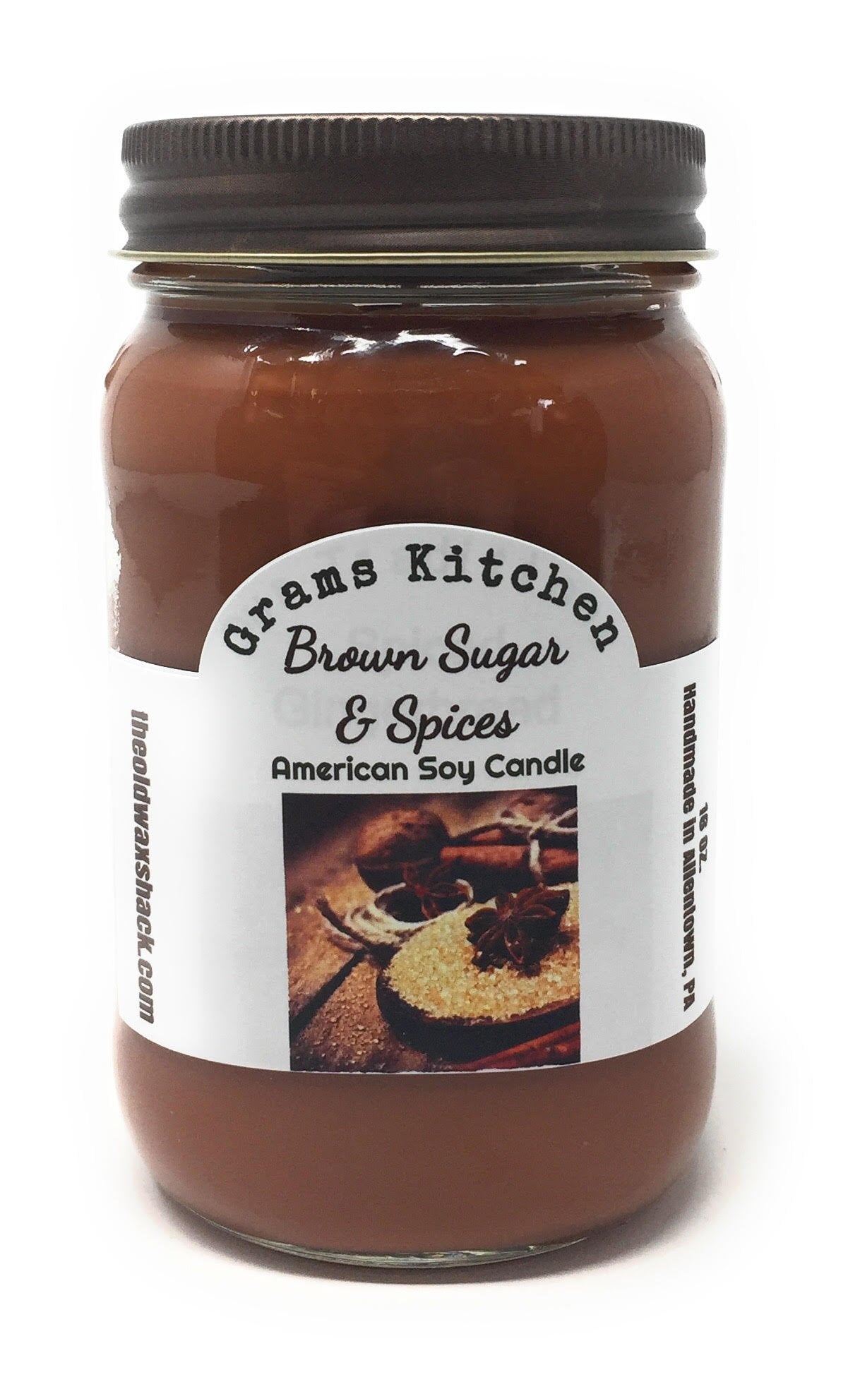 The Old Wax Shack Brown Sugar Spice Soy Candle - 16 Oz. Mason Jar
