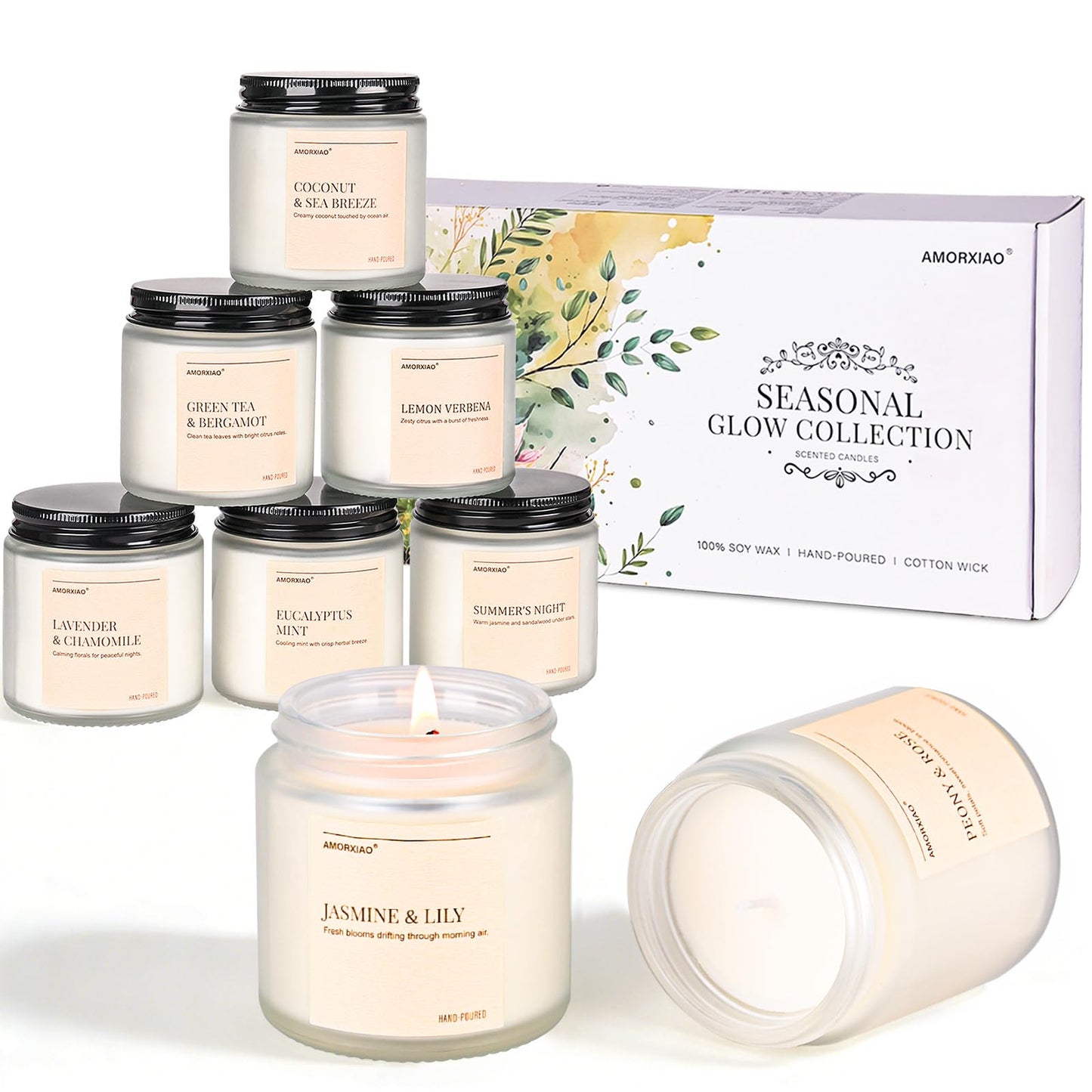 Scented Candles Set, 8 Pack Soy Wax Candles Gifts for Women, Long Lasting Burn Floral Fresh Aromatherapy Scents for Home, Birthday, Holiday, Mothers Day