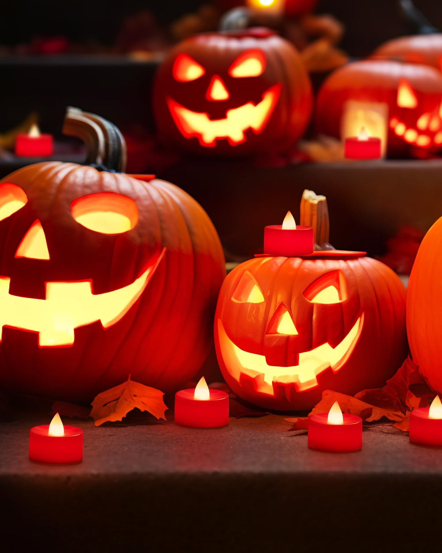BEICHI Flameless Candles, Battery Operated LED Tealights Votive Flickering for Party Halloween, Christmas, Wedding- 24Pack, Red Light