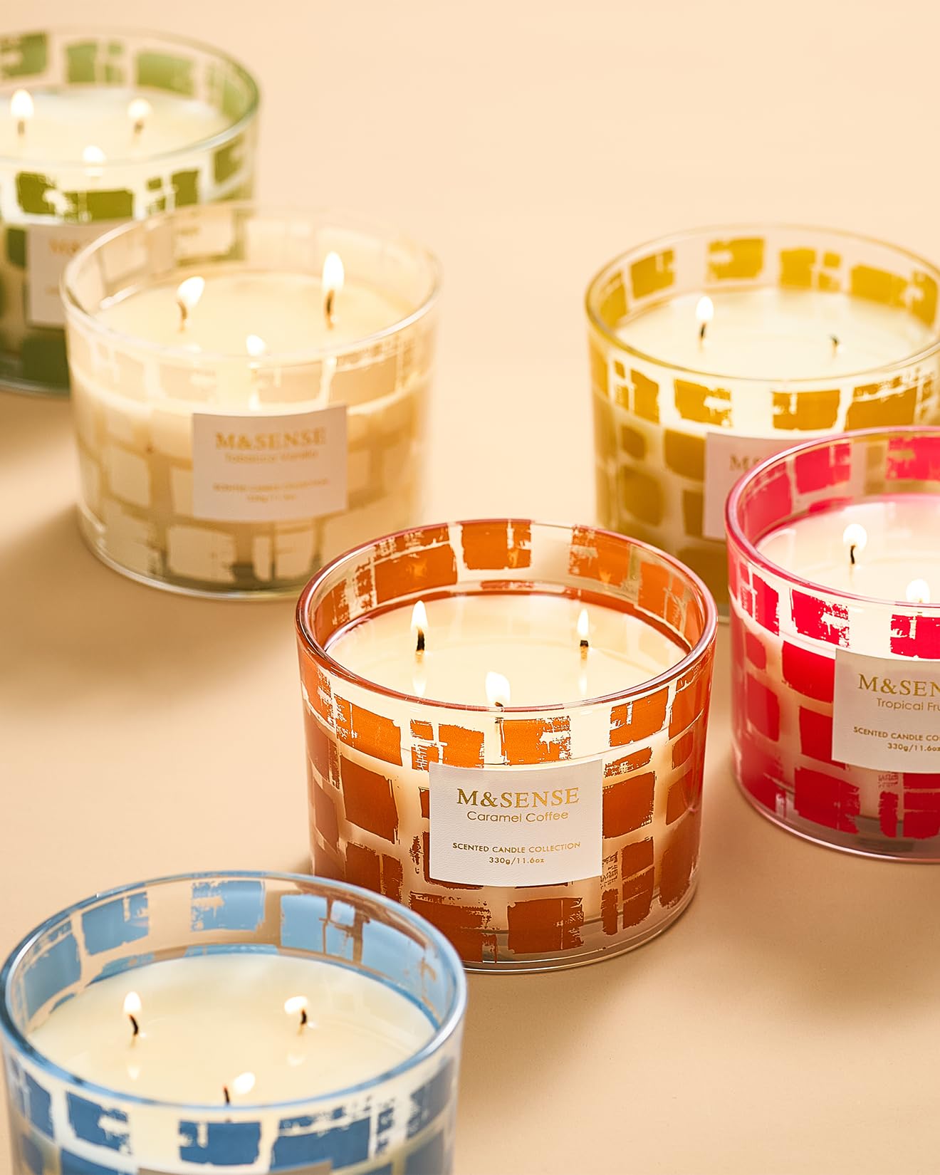 M&SENSE Tropical Fruits Scented Candle,11.6oz Natural Soy Wax, Non Toxic for Home, 3 Wick Jar Candle, Up to 60 Hours Burn time,Housewarming Gifts for Women&Men
