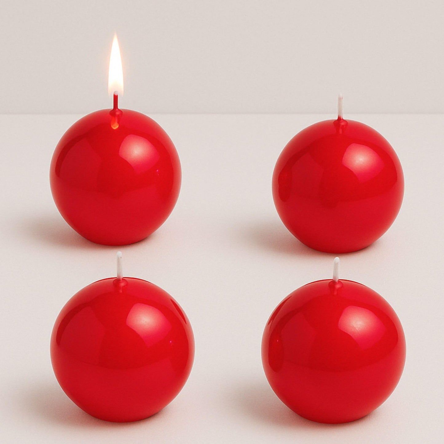 Biedermann & Sons 8-Hour Long Burning Unscented Round Ball Candles, Red, 2.5 Inch - Set of 4