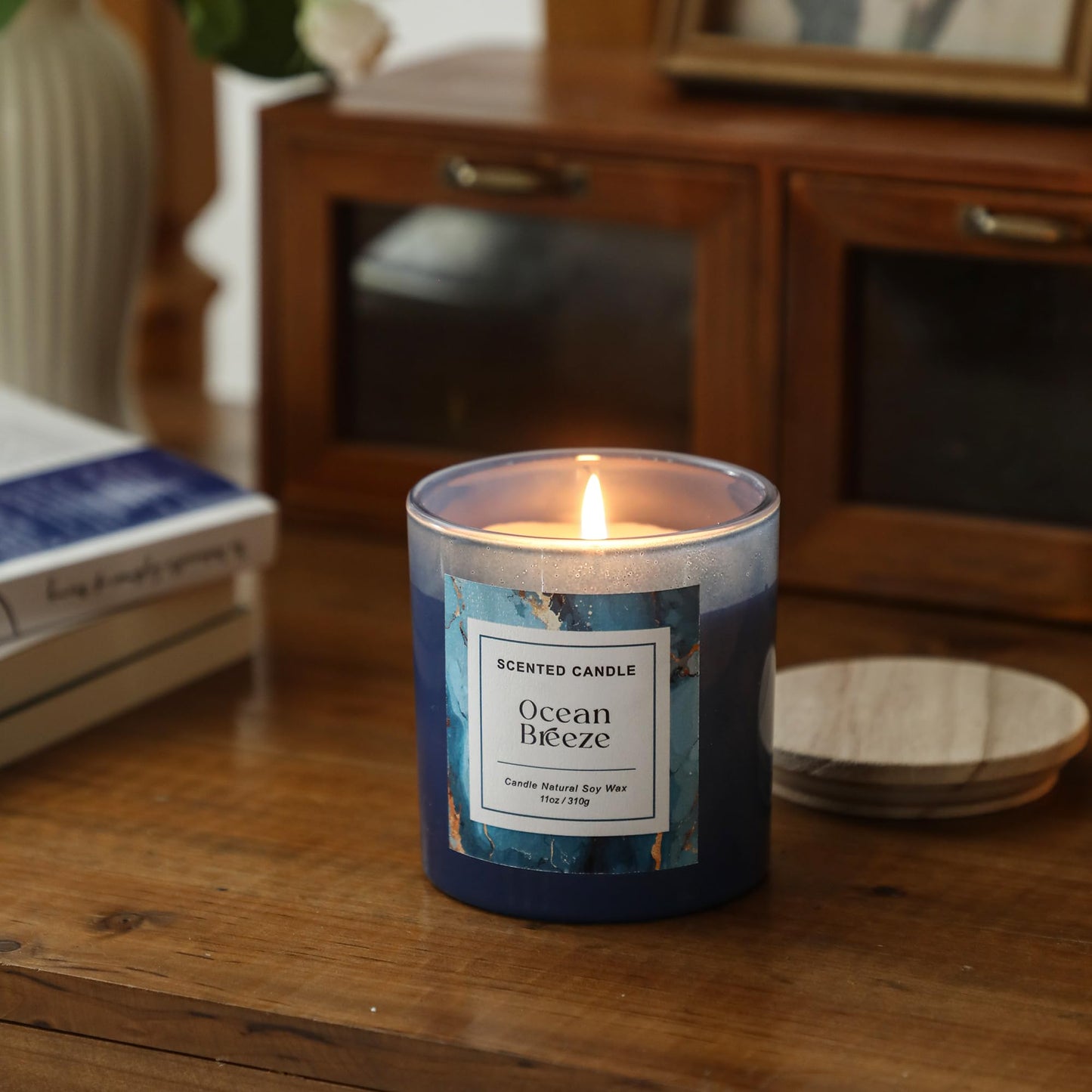 Ocean Breeze Candle,Summer Scented Candle,Natural Soy Wax Candles for Home Scented,Candle Gift for Women Men,11 oz