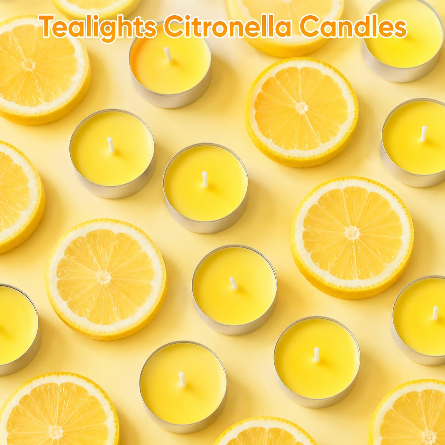 100 Pack Citronella Tealight Candles Bulk,Outdoor Intdoor Summer Scented Candles,Natural Soy Wax Citronella Tea Lights Candles for Patio,Yard,Garden,Pool,Porch,Parties,Weddings