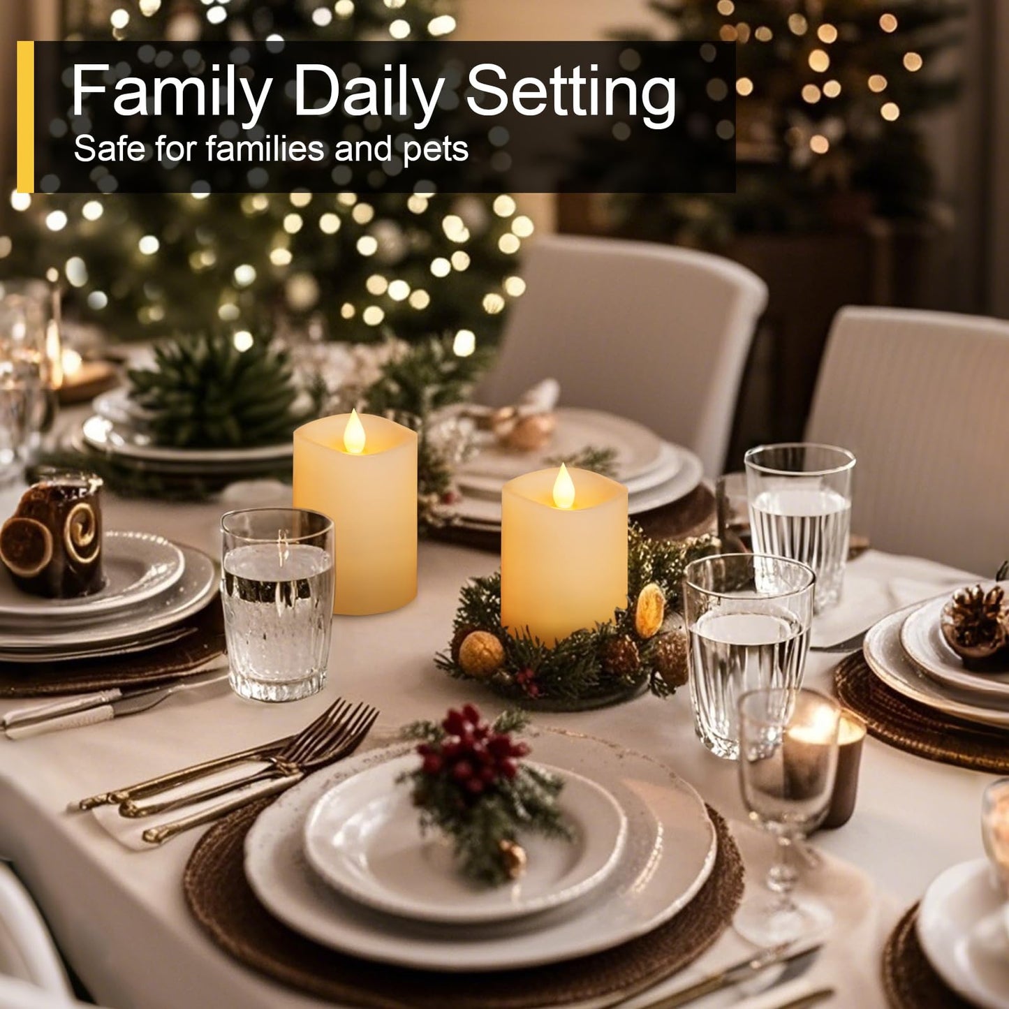 3x4 Flickering Flameless Candles Set of 2, 2AA Battery Life 600 Hours Battery Candles Flickering with Timer,4 inch Flameless Candles with Remote for Indoor/Outdoor, Ivory