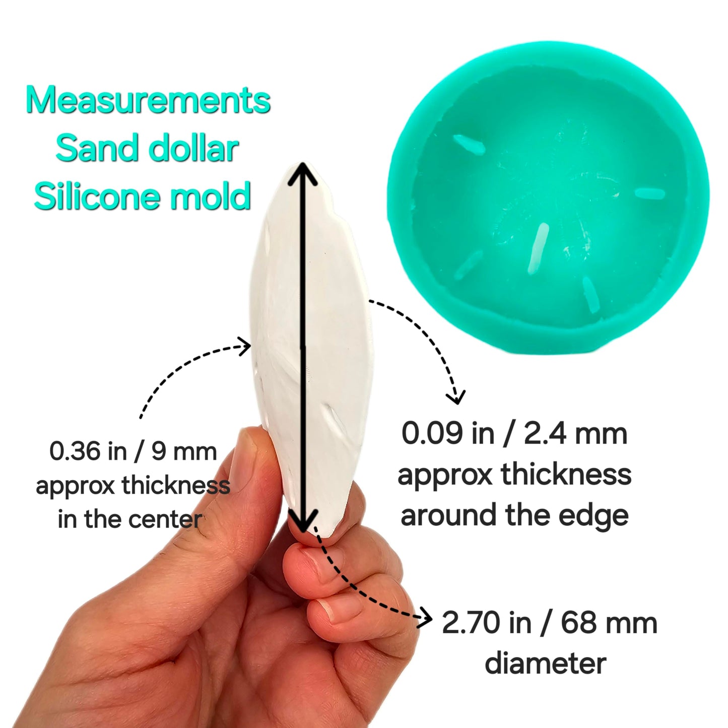 Natucraft Sand Dollar Silicone Mold - Under the Sea Animal Silicone Mold - Candle, Dessert Wax Melts, Soap Making Mold - NS046 (Model A)