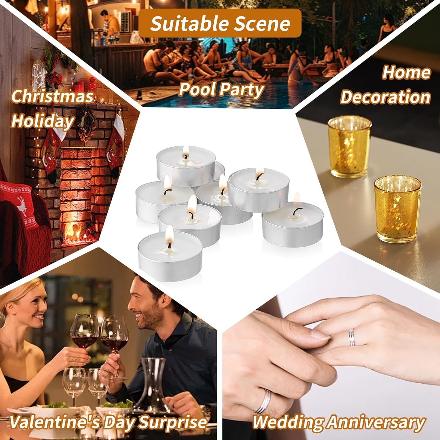 30-Pack Scented White Tealight Candles - 2 Hour Burn Time, Natural Palm Wax, Smokeless, with Cotton Wick in Aluminum Shell - Ideal for Weddings, Bathing, and Festive Decor - 1.2" x 1"