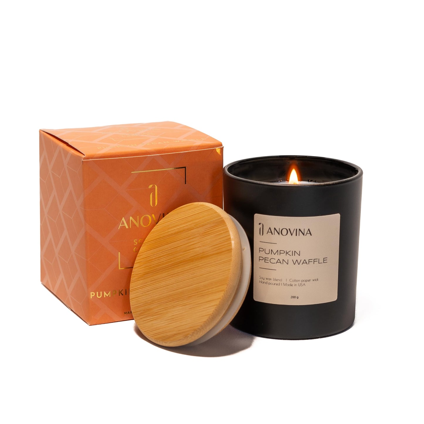 Anovina Pumpkin Candle – Fall Scented Candle with Premium Soy Wax Blend – Cozy Autumn & Holiday Gift Candle for Women and Men