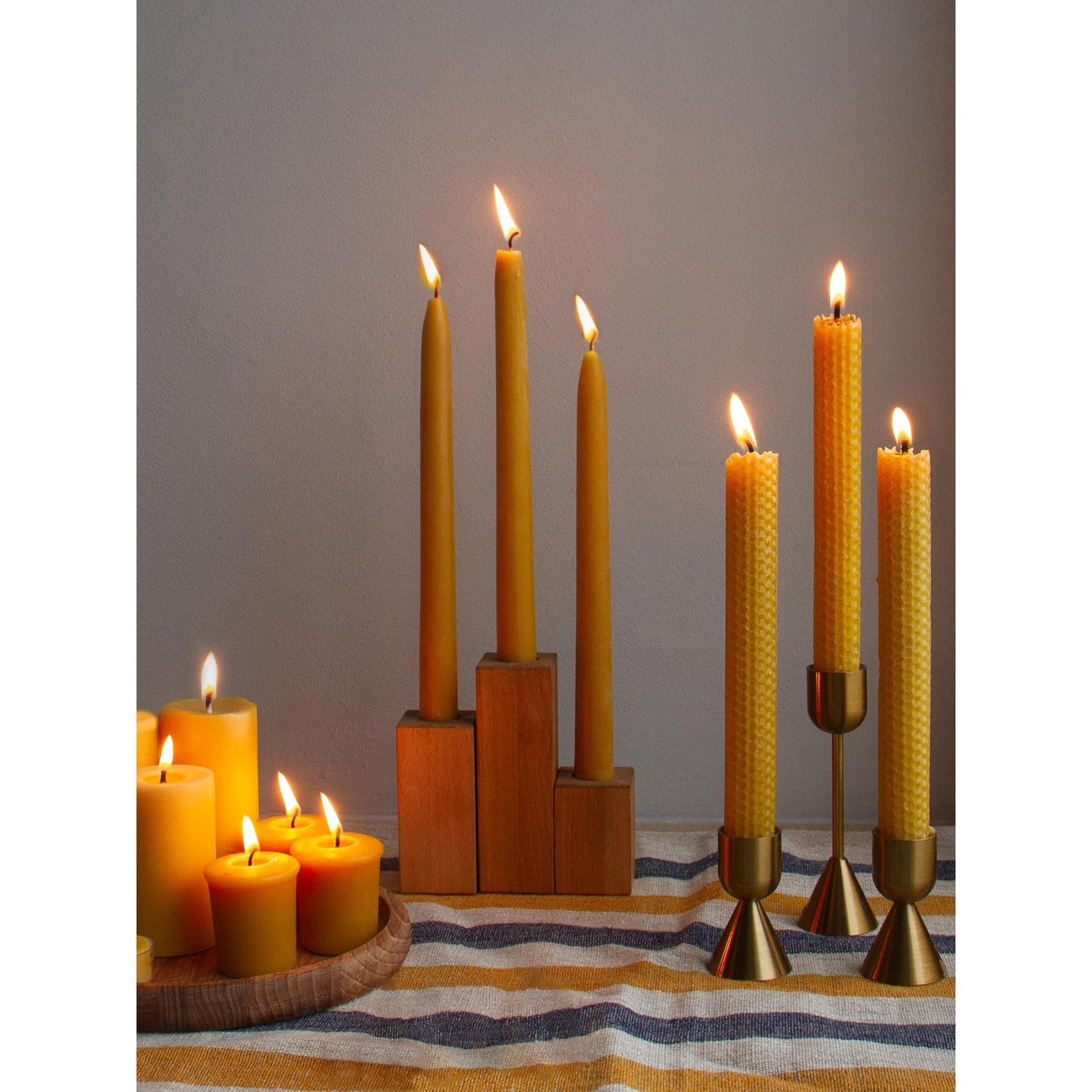 CANDWAX 10 inch Beeswax Taper Candles Set of 4 - Non Toxic and 100% Pure Beeswax Candles Ideal for Dinner - Dripless Handmade Bees Wax Burning Time 9.5 Hours