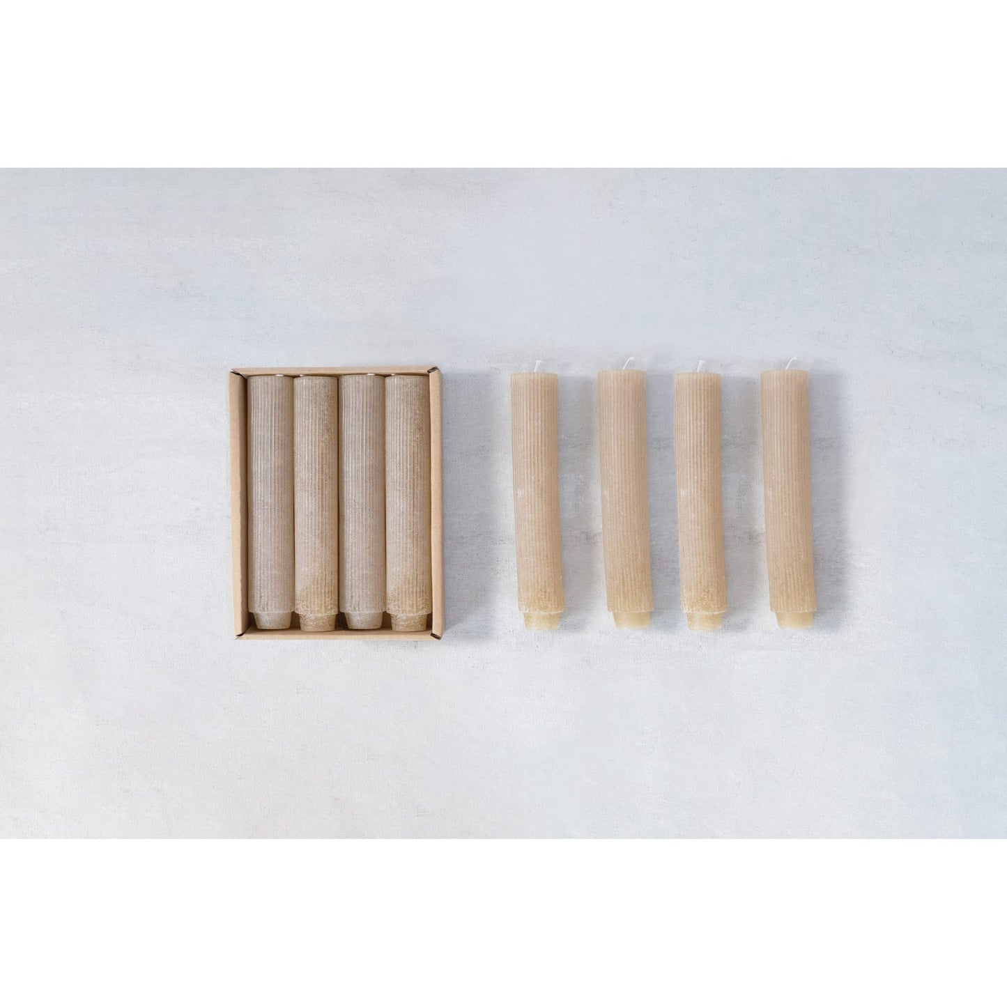 Creative Co-Op Unscented Pleated Taper Candles in Box, Set of 12