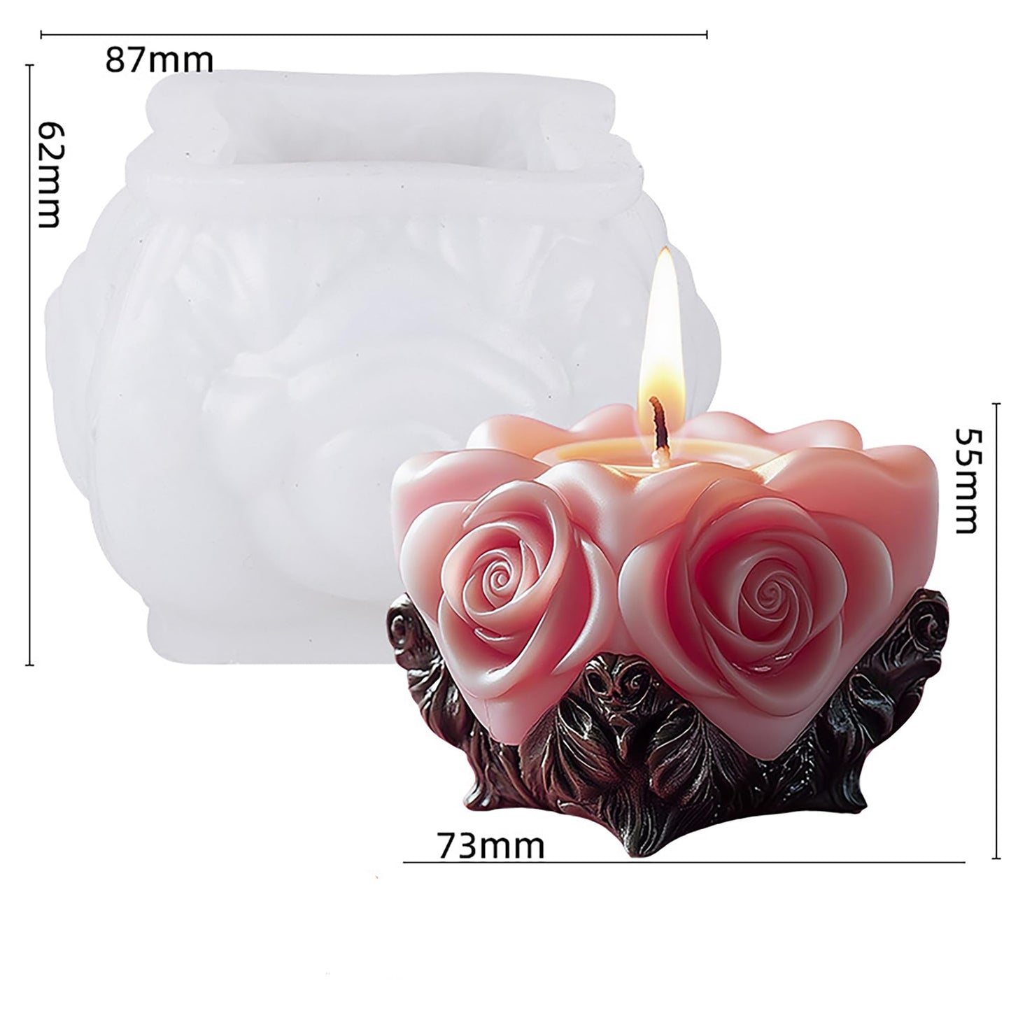 Rose Flower Heart Succulent Cylinder Molds Silicone Wave Spiral Candle Mold - Silicone Resin Casting Molds for Candle & Resin & Soap Craft Supplies