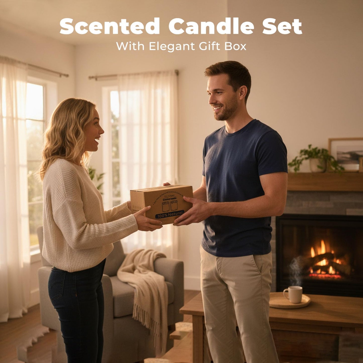 WEMEET Scented Candles Set, 4 Pack Aromatherapy Candle with Crystals, 28 oz 160 Hour Long Lasting Candle, Soy Wax Scented Candle with Dried Flowers, Gifts for Men, Women, Birthday, Mother's Day