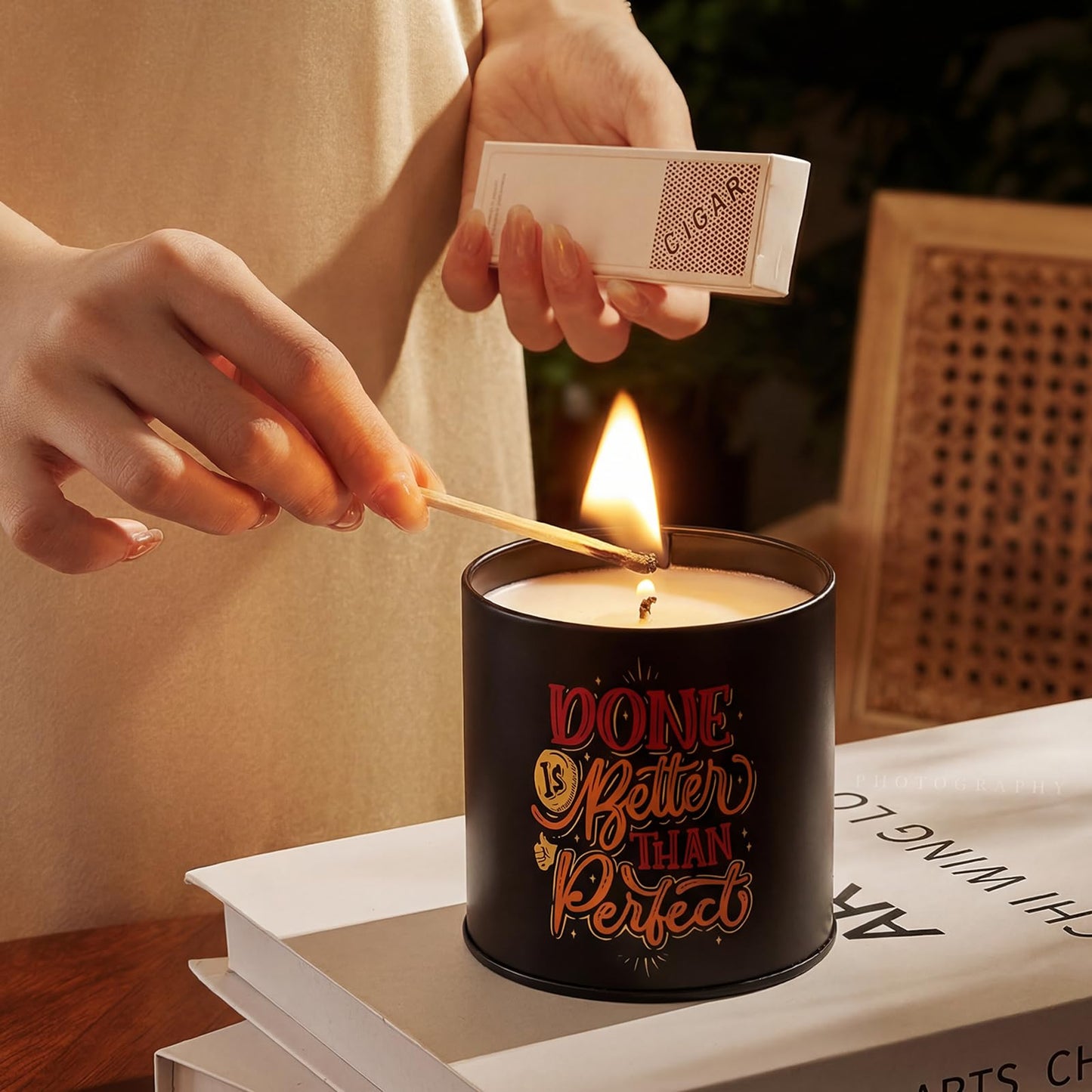 Nexuraze Empty Candle Tins for Making Candles with Lids, Tinplate Material, Warning Label Printed on Can Bottom (Black & Colorful)