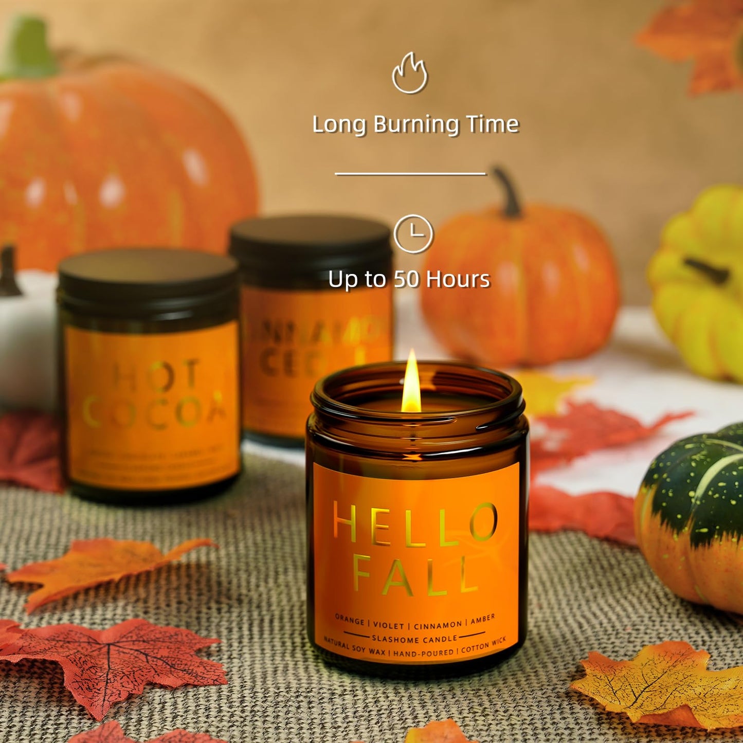 Fall Candles, Cinnamon & Cedar Scented Soy Candles, Autumn/Holiday/Halloween/Birthday/Christmas Gifts for Women & Men, 50-Hours Burning Time (7Oz)