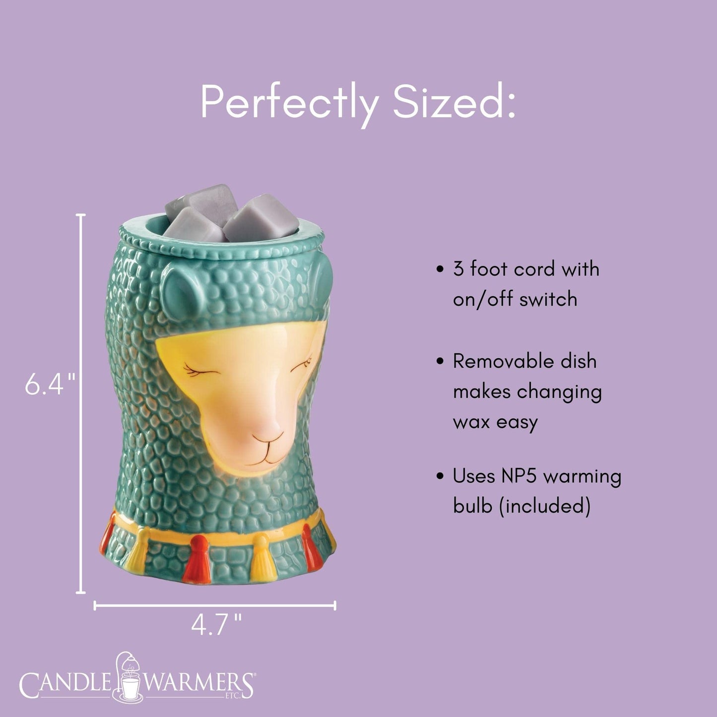 Candle Warmers ETC. Illumination Fragrance Warmer- Light-Up Warmer for Warming Scented Candle Wax Melts and Tarts or to Freshen Room, Blue Llama