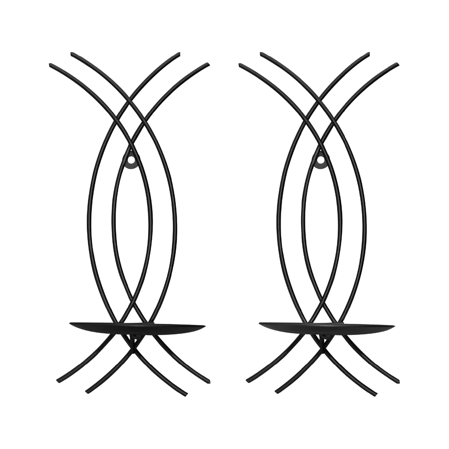 SEICASAYA Wall Sconce Candle Holder Set of 2, Modern Forged Metal Iron Decorative Wall Art for Living Room (Black)