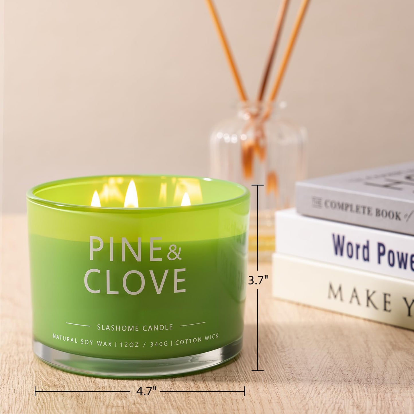 Pine & Clove Scented Candle, Luxury Large 3 Wick Soy Candle 12 Oz, 60+ Hour Long Lasting Clean Burn, Elegant Aromatherapy Home Decor, Housewarming & Birthday Gift for Men & Women