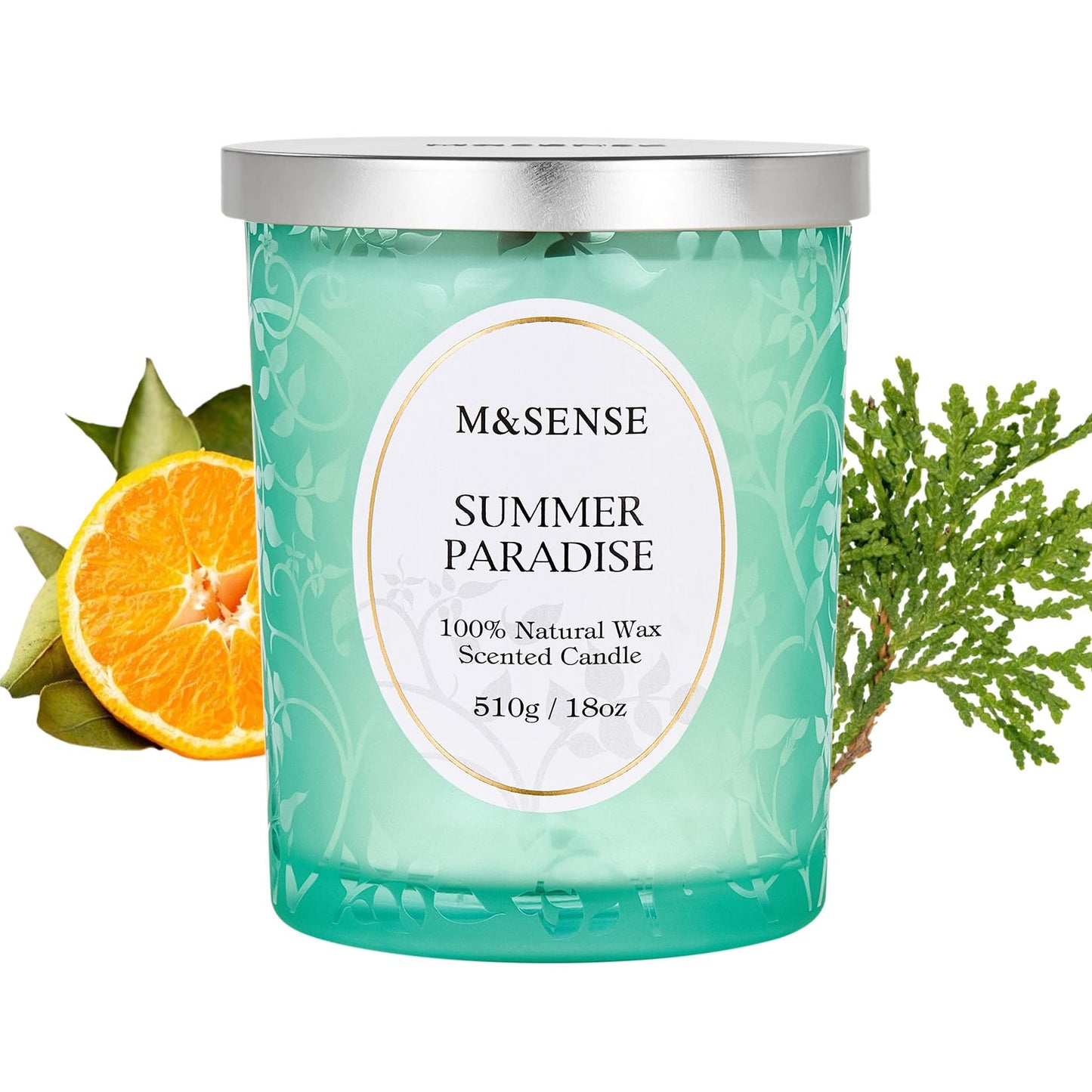 M&SENSE Summer Paradise Scented Candle, Cracking Wooden Wick Soy Wax, 18oz 100 Hours Long Lasting Clean Burn, Large Jar Candles for Home Decor, Non-Toxic Relaxing Aromatherapy Gifts for Women