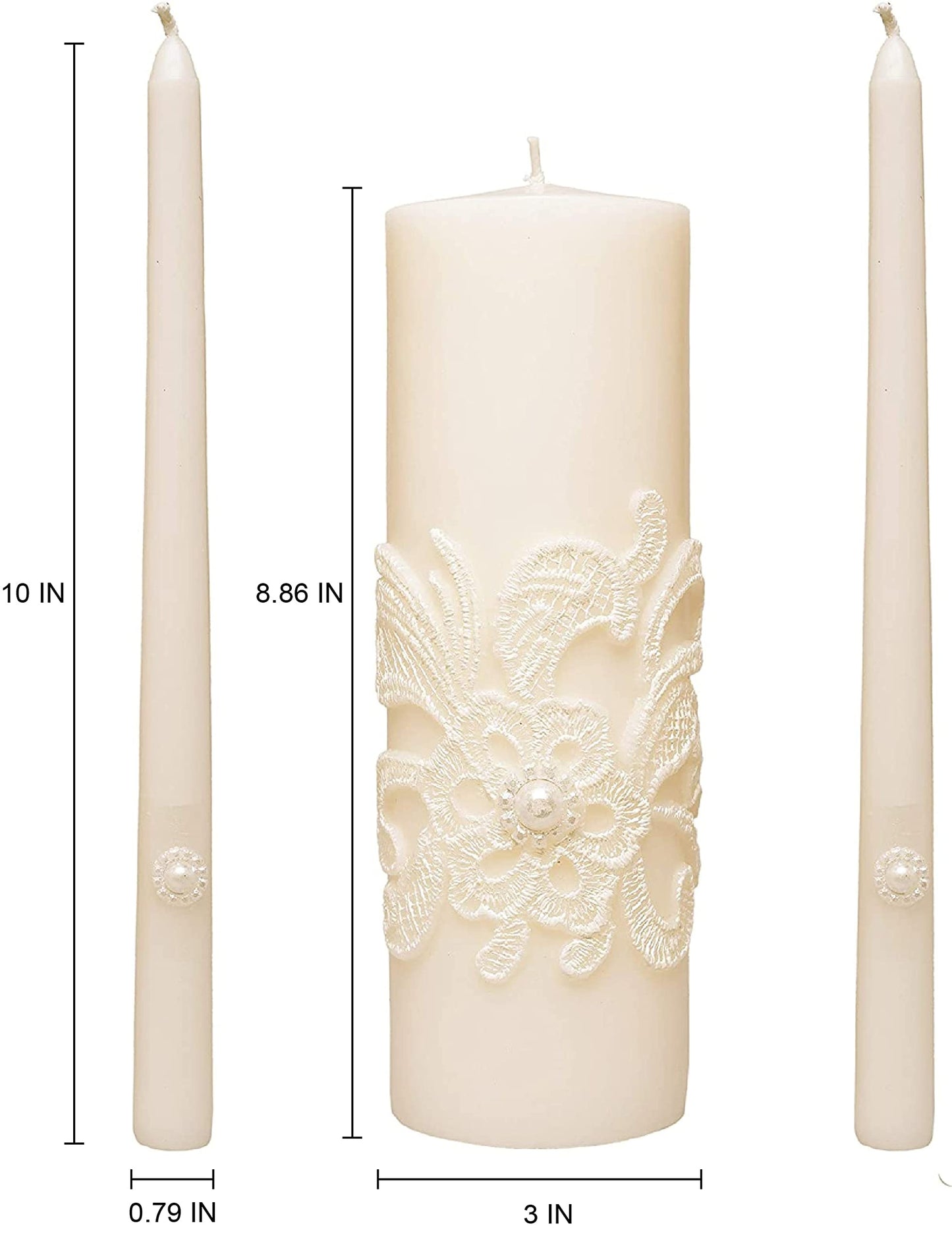 Hosley 11.5-Inch Wedding Unity Candle Set – Cream Pillar & 2 Taper Candles for Ceremony, Special Events, Emergency Kit, Reiki Spa Meditation