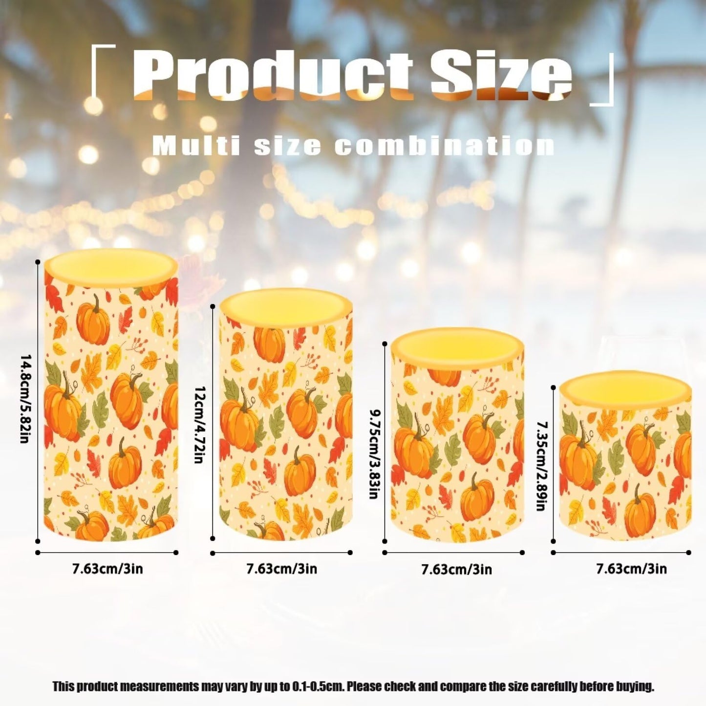 NETILGEN 4 Pcs Flameless Flickering Candles with Remote Timer Control Battery Operated LED Pillar Candles Maple Leaf Pumpkins Thanksgiving Day Decor